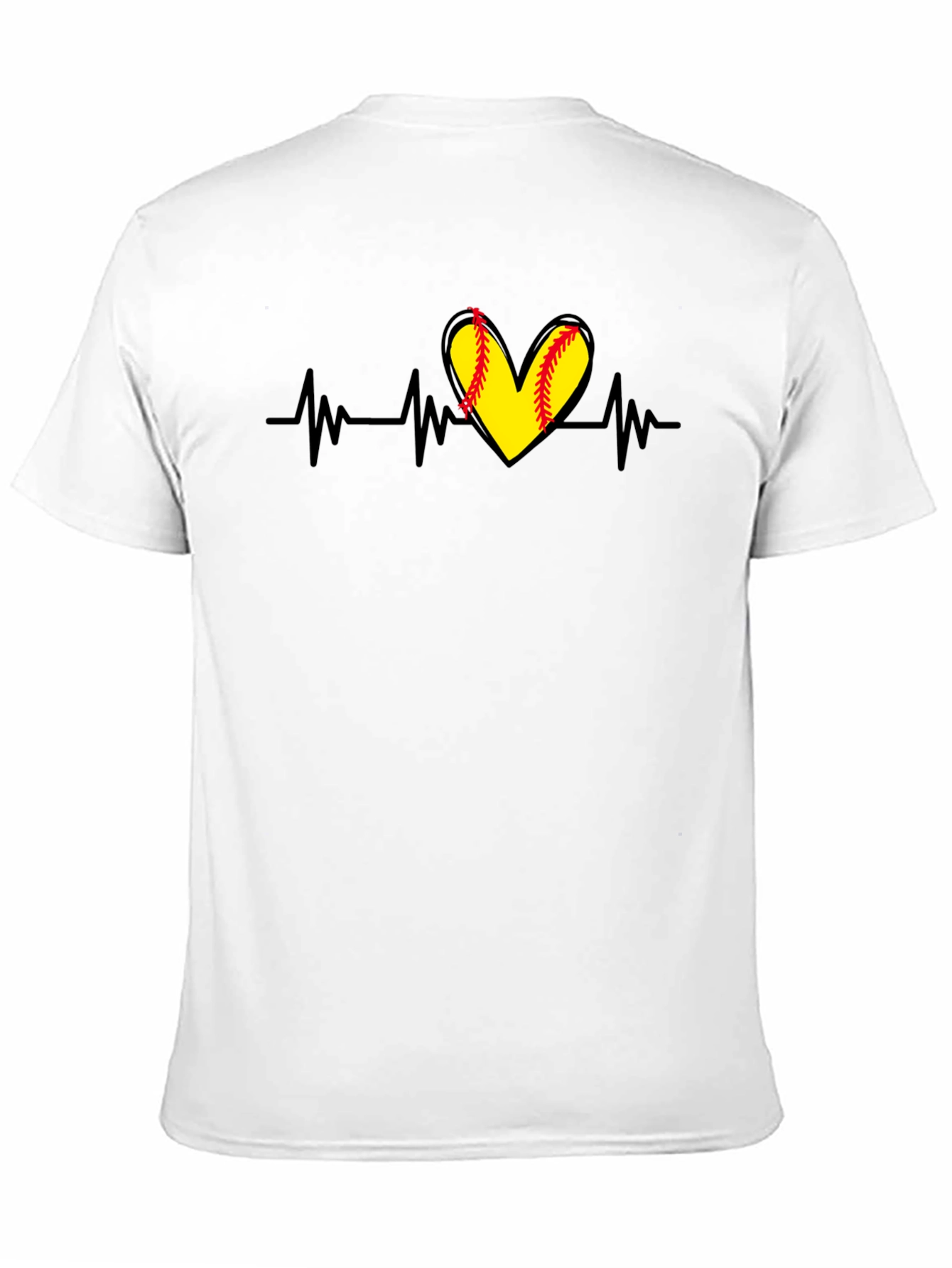 Black Softball Heartbeat T-Shirt - Black view 11