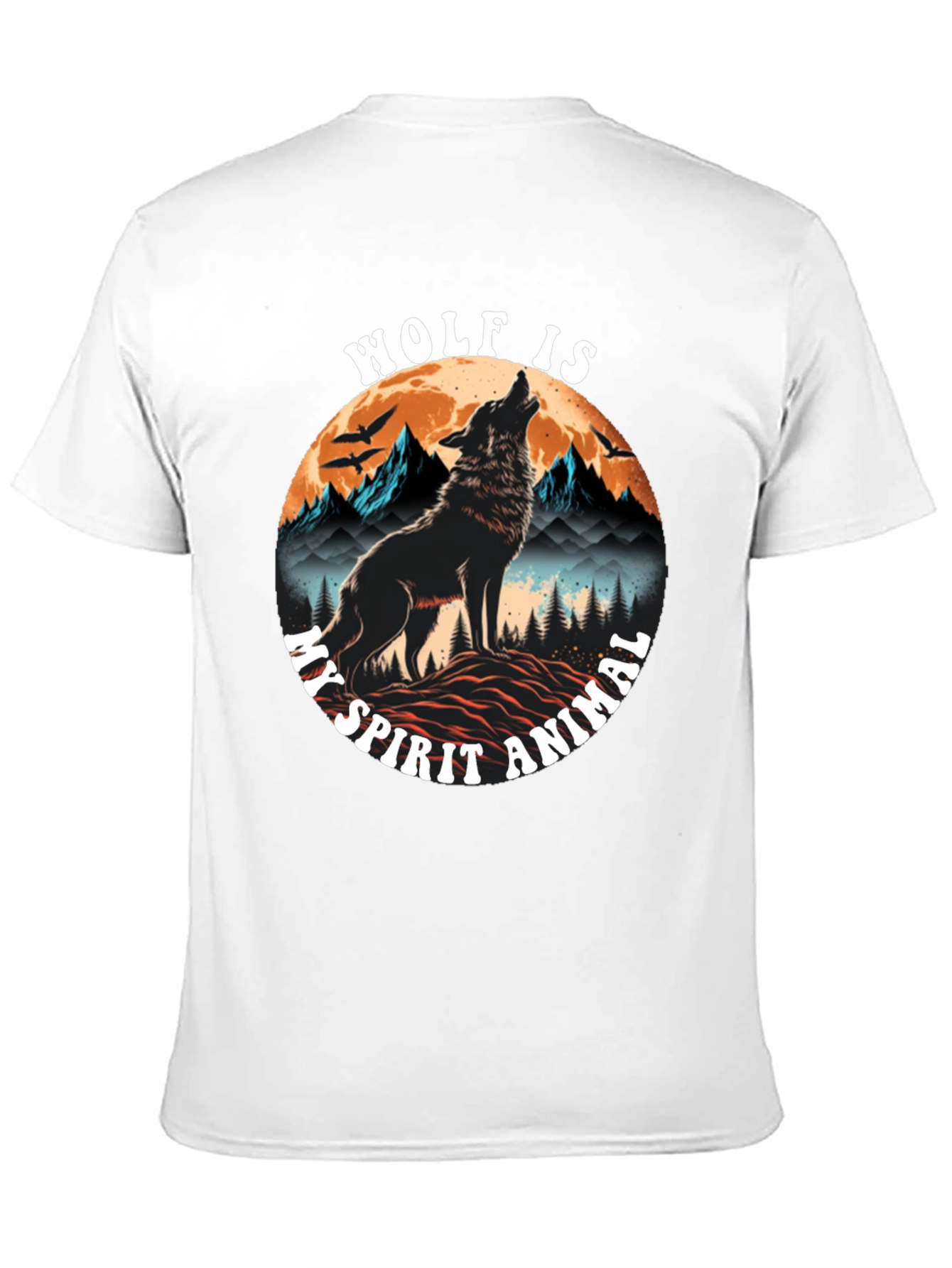 Black Wolf Spirit Animal Graphic Tee - Black Cotton Blend view 11