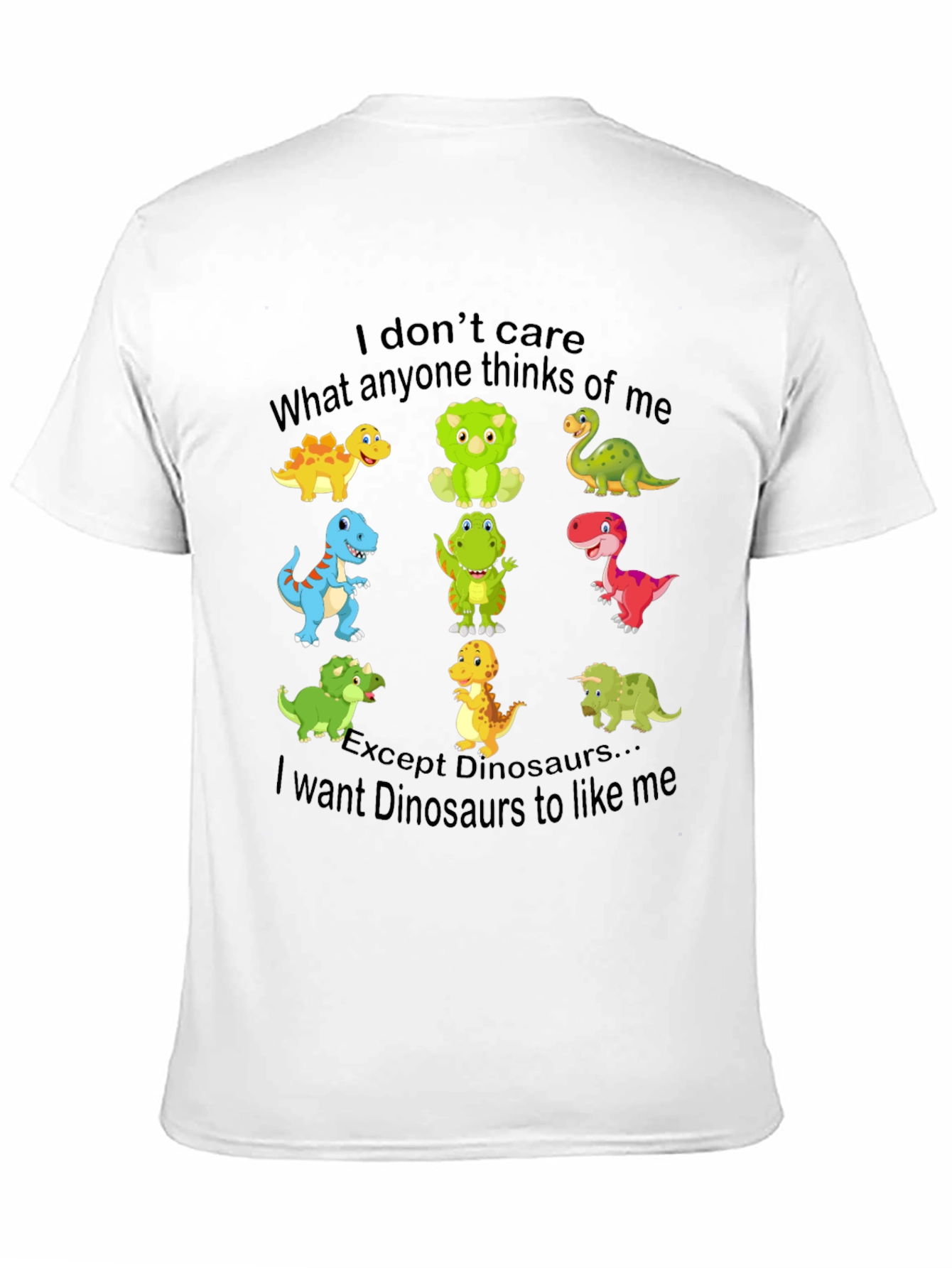 Black Funny Dinosaur Graphic T-Shirt - I Don't Care, Dinosaurs Like Me view 11