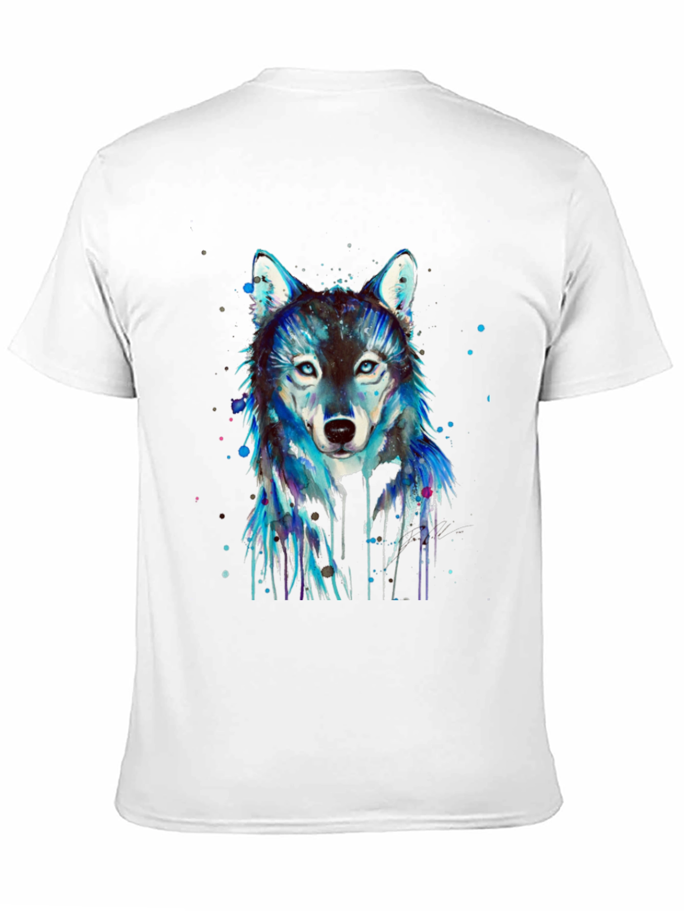 Black Wolf Graphic Print Men's Black T-Shirt view 11