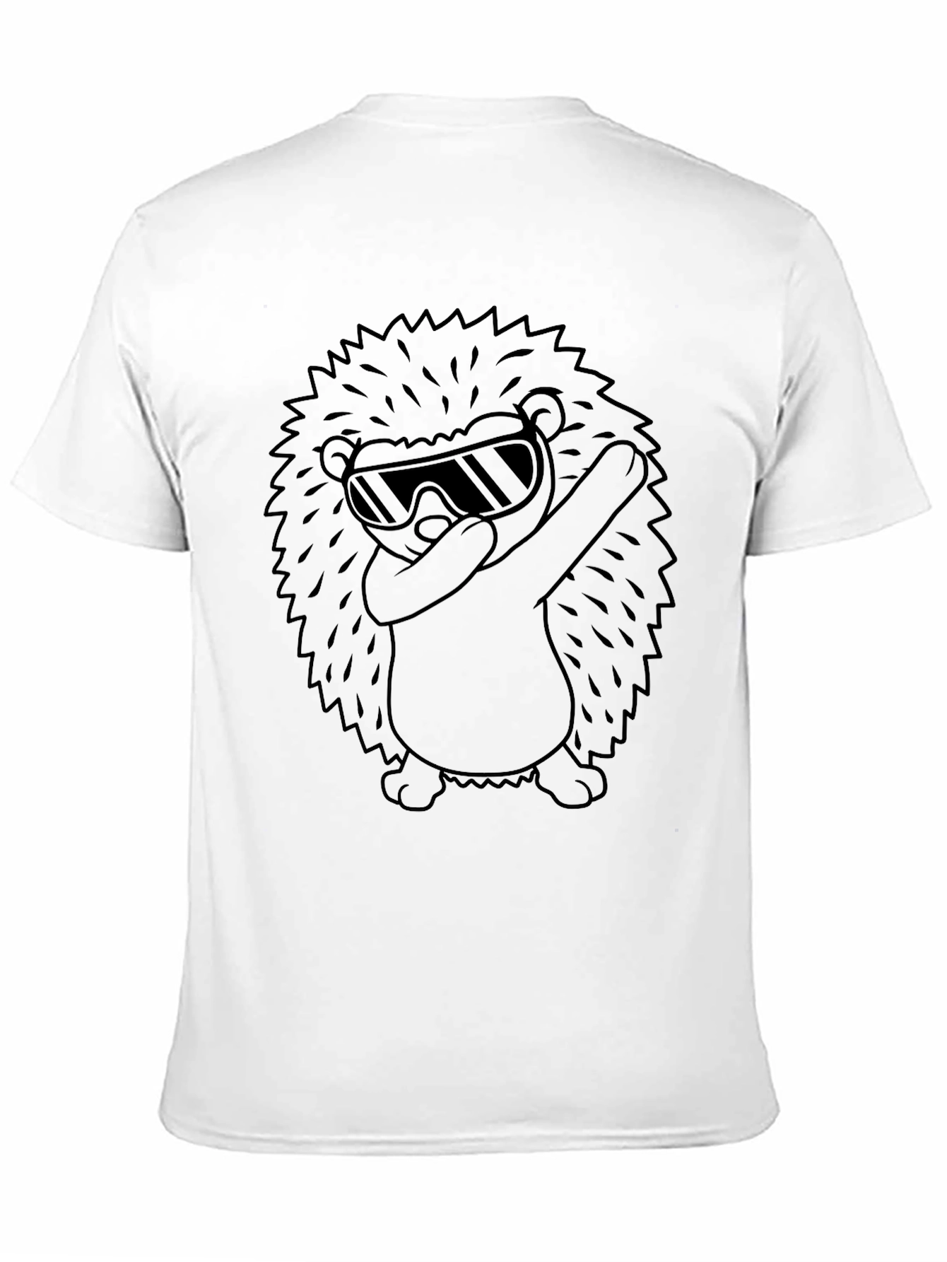 Black Cool Hedgehog Dabbing Graphic Tee - Black Cotton T-Shirt view 11