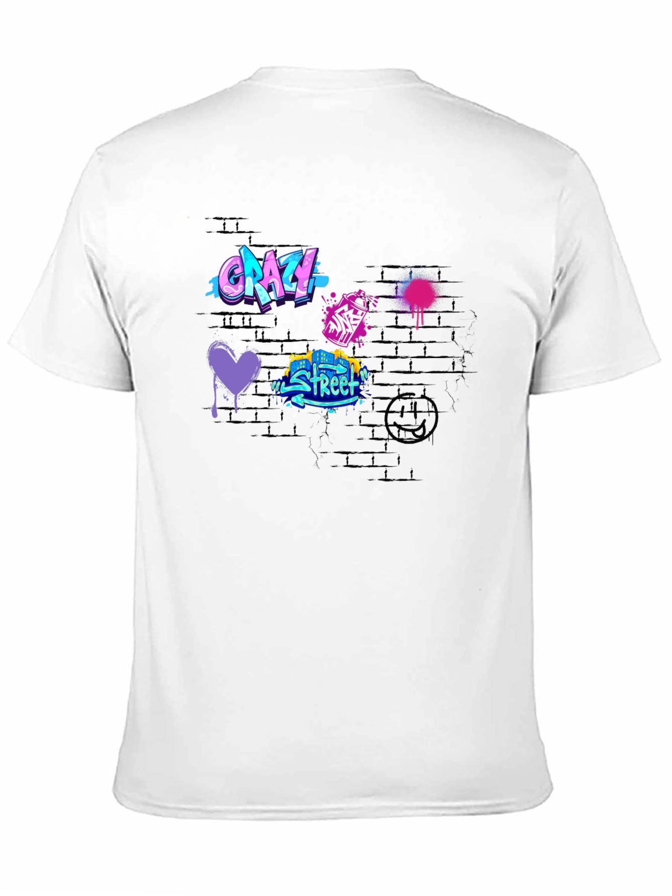 Black Crazy Street Art T-Shirt | Graphic Tee | Black Cotton Blend view 11