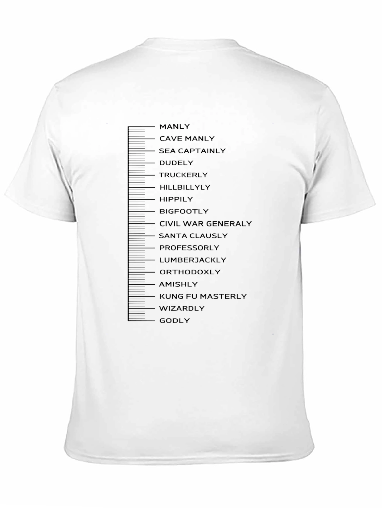 Black Manly Scale T-Shirt Funny Graphic Novelty Tee view 11