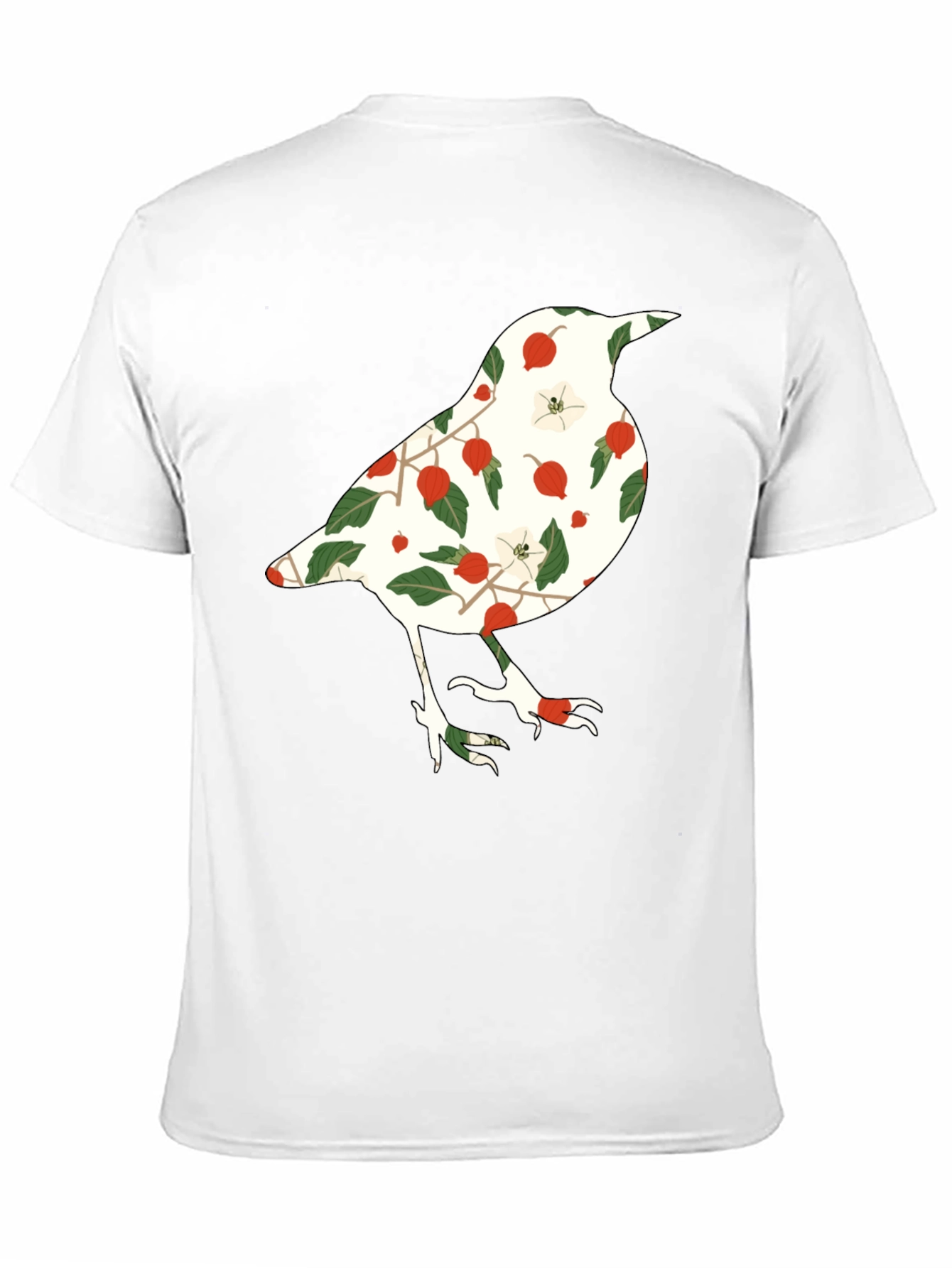 Black Floral Bird Graphic Tee - Black Casual T-Shirt view 11