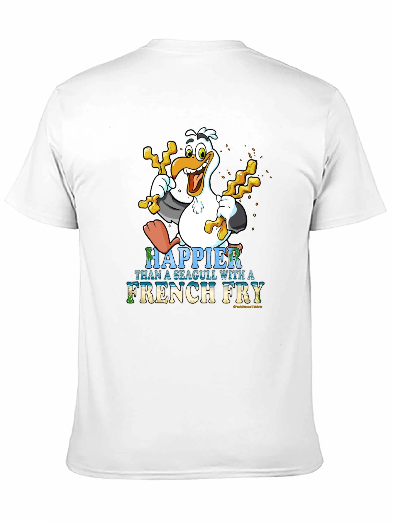 Black Happier Than a Seagull With French Fry Black T-Shirt view 11