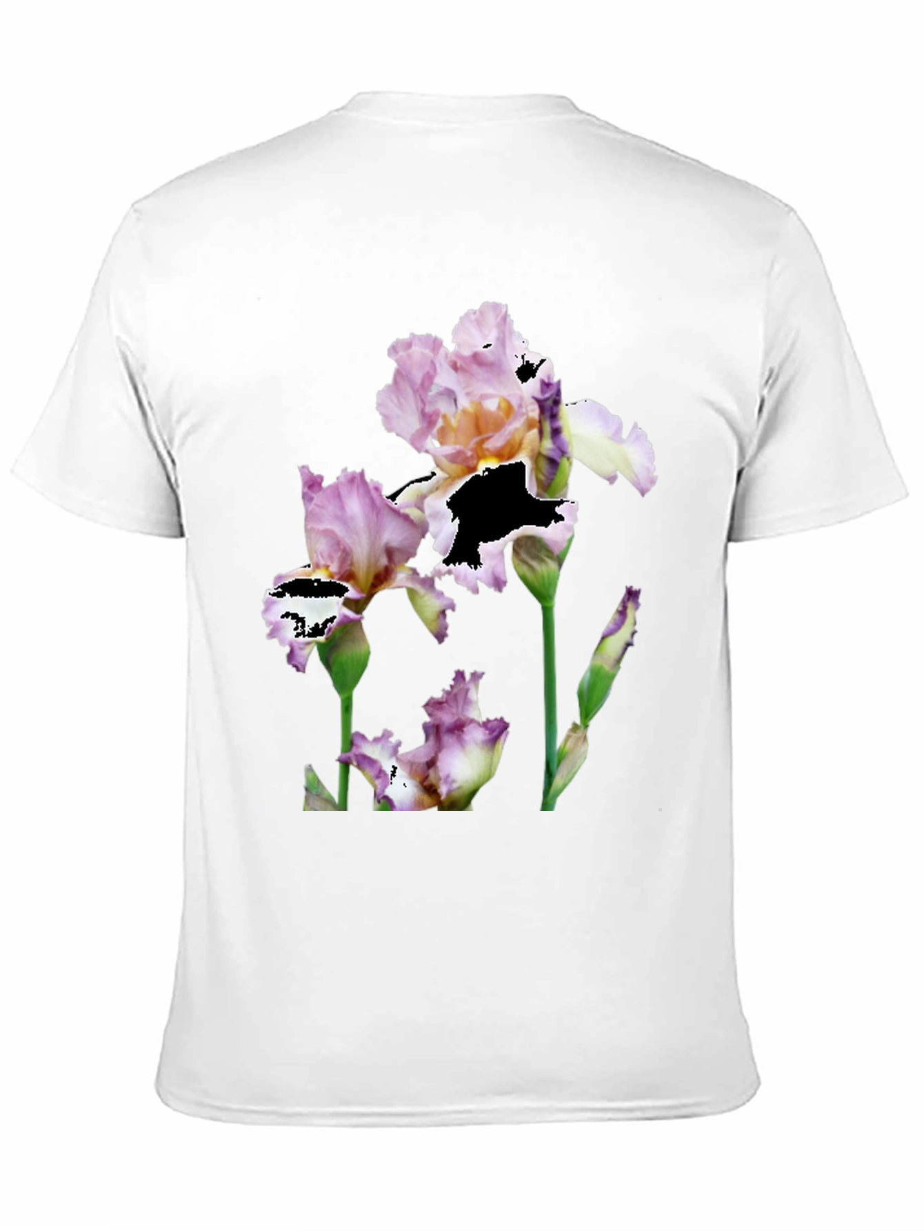 Black Floral Iris Graphic Print Black T-Shirt view 11