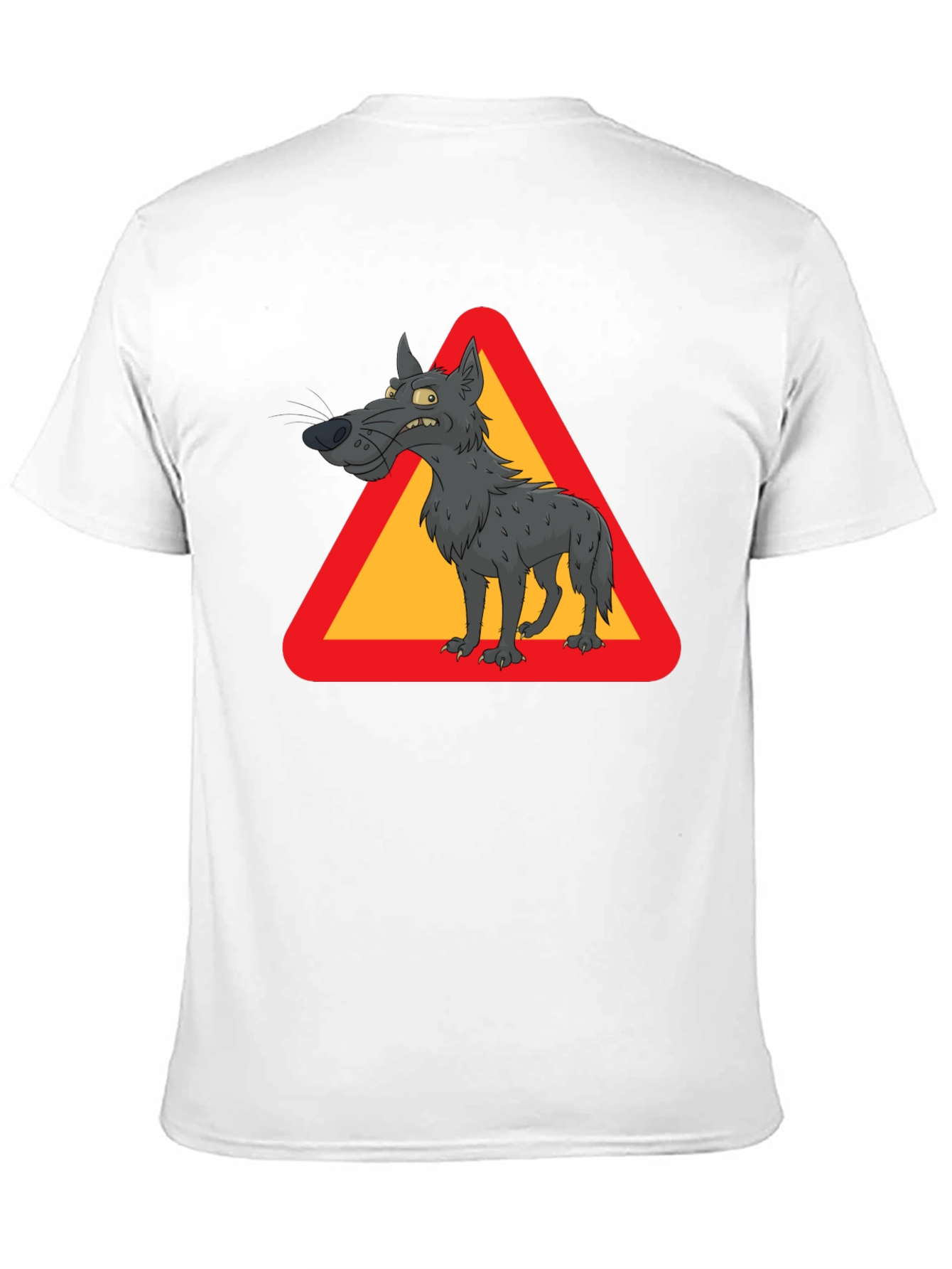 Black Wolf Warning Sign Black T-Shirt view 11