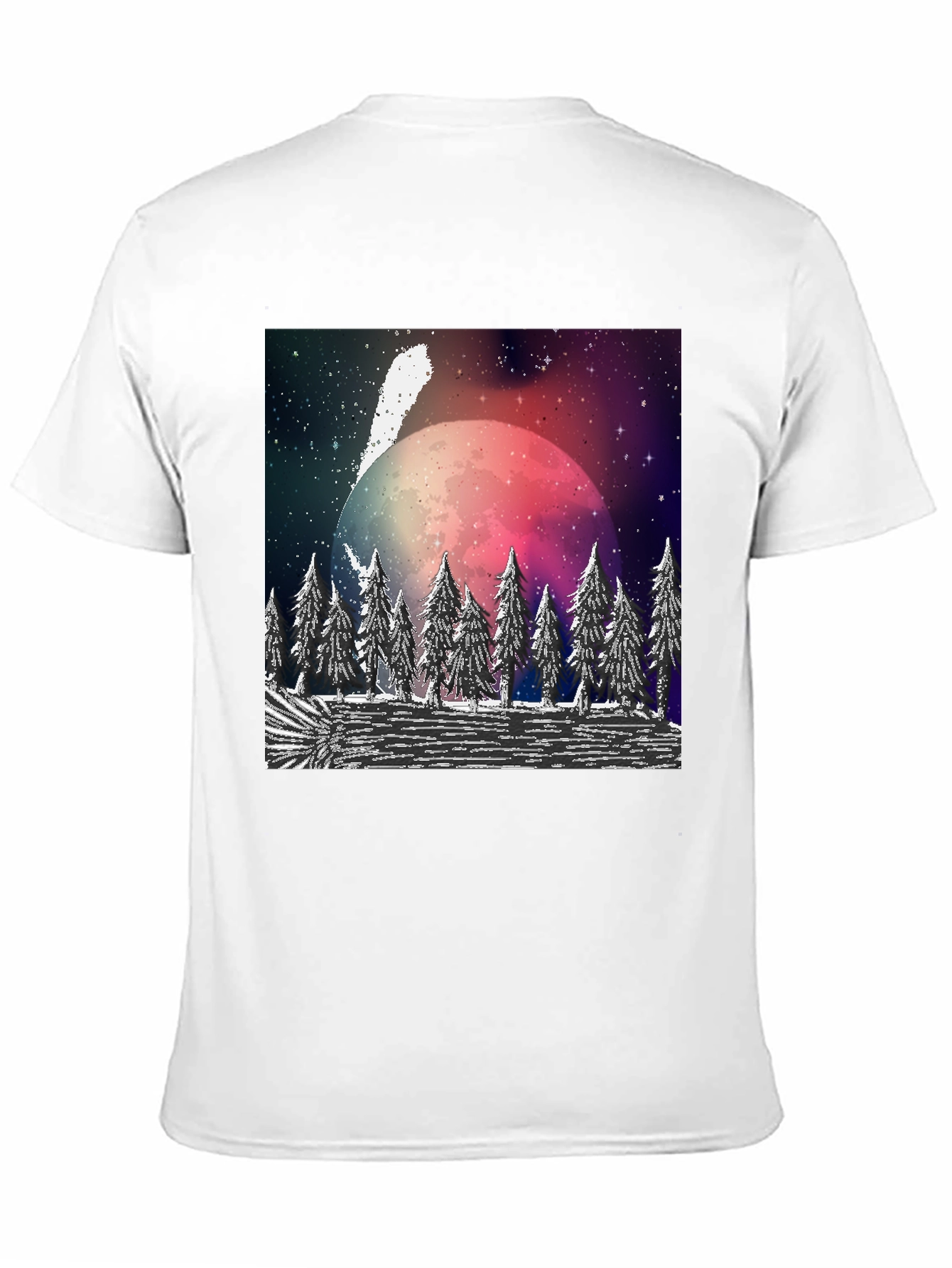Black Cosmic Forest T-Shirt - Black Crew Neck view 11