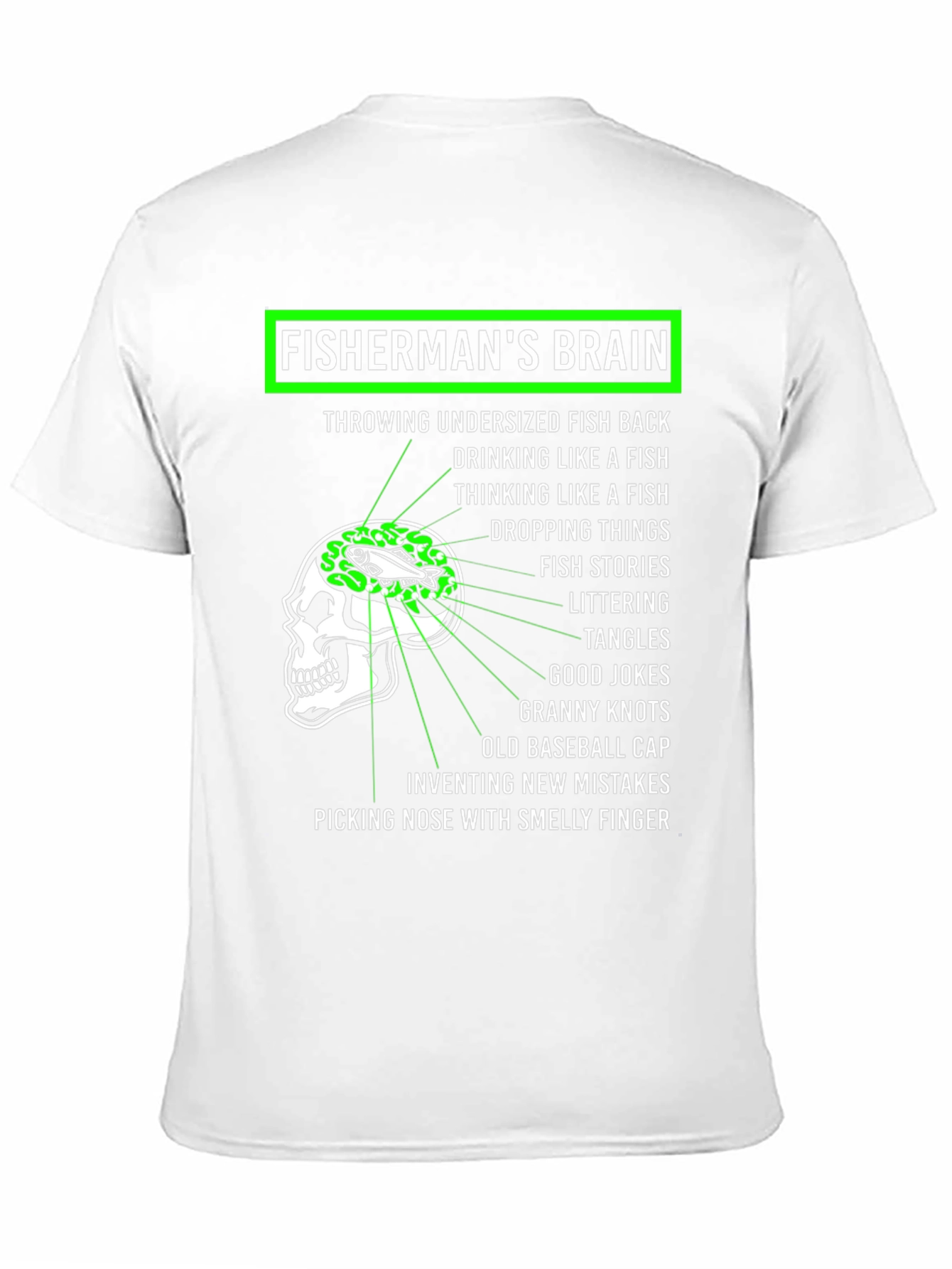 Black Fisherman's Brain Graphic Tee - Fishing Humor T-Shirt view 11