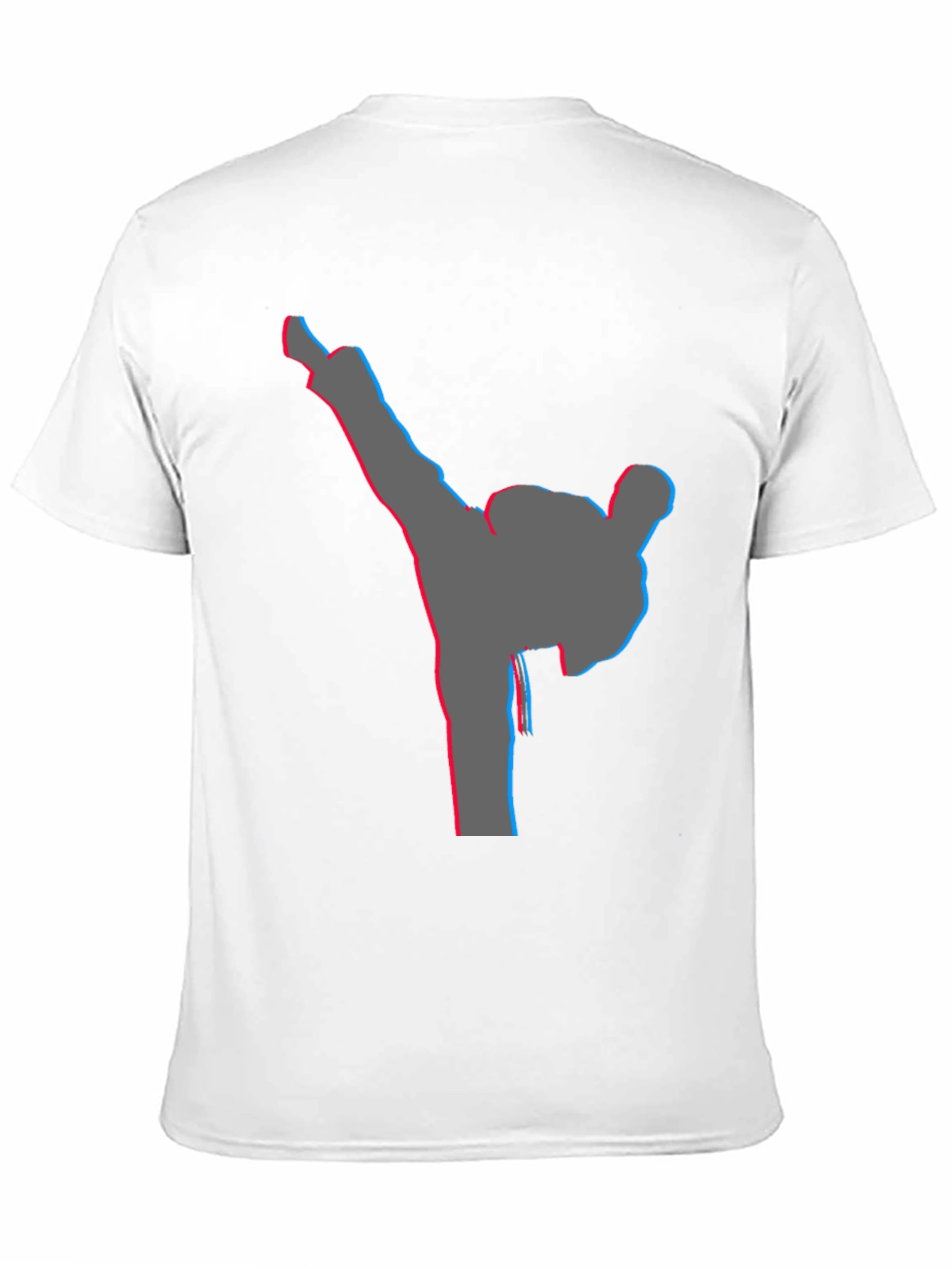 Black Men's Black T-Shirt with Karate Kick Graphic view 11