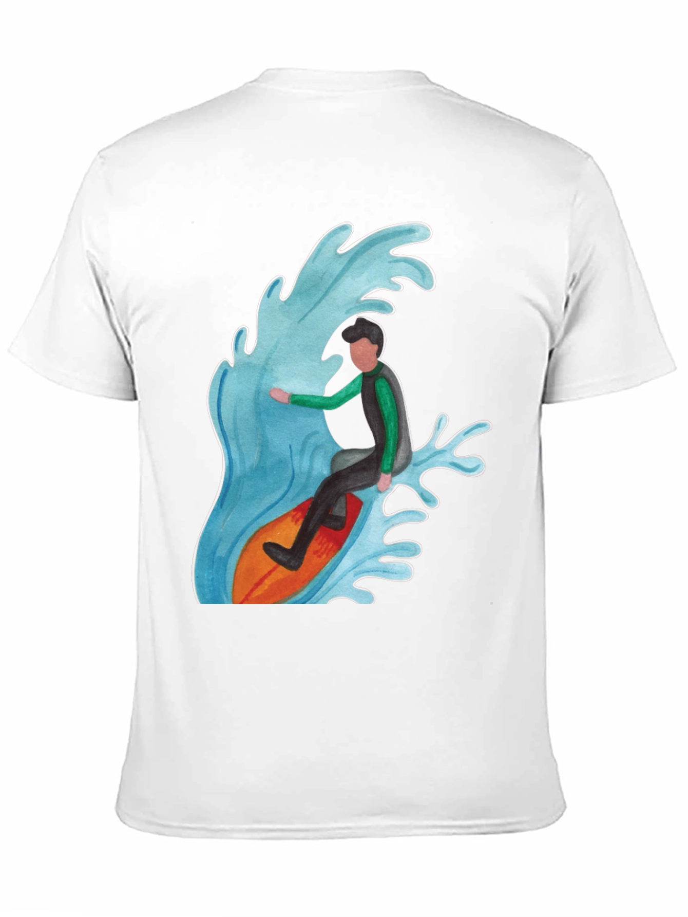 Black Surfer Wave Graphic Tee - Black Cotton Blend view 11