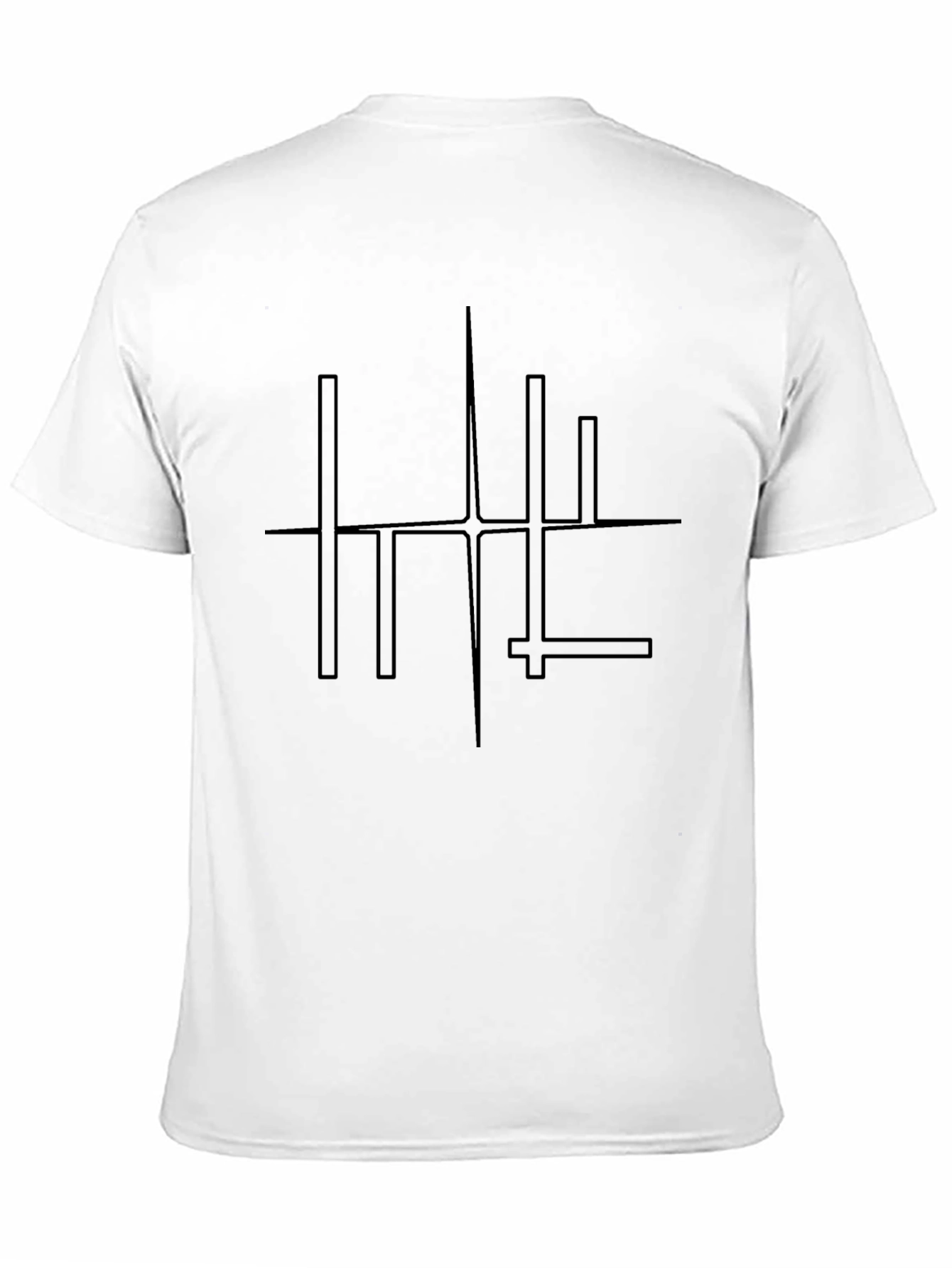 Black Modern Minimalist Geometric Line Art Black T-Shirt view 11