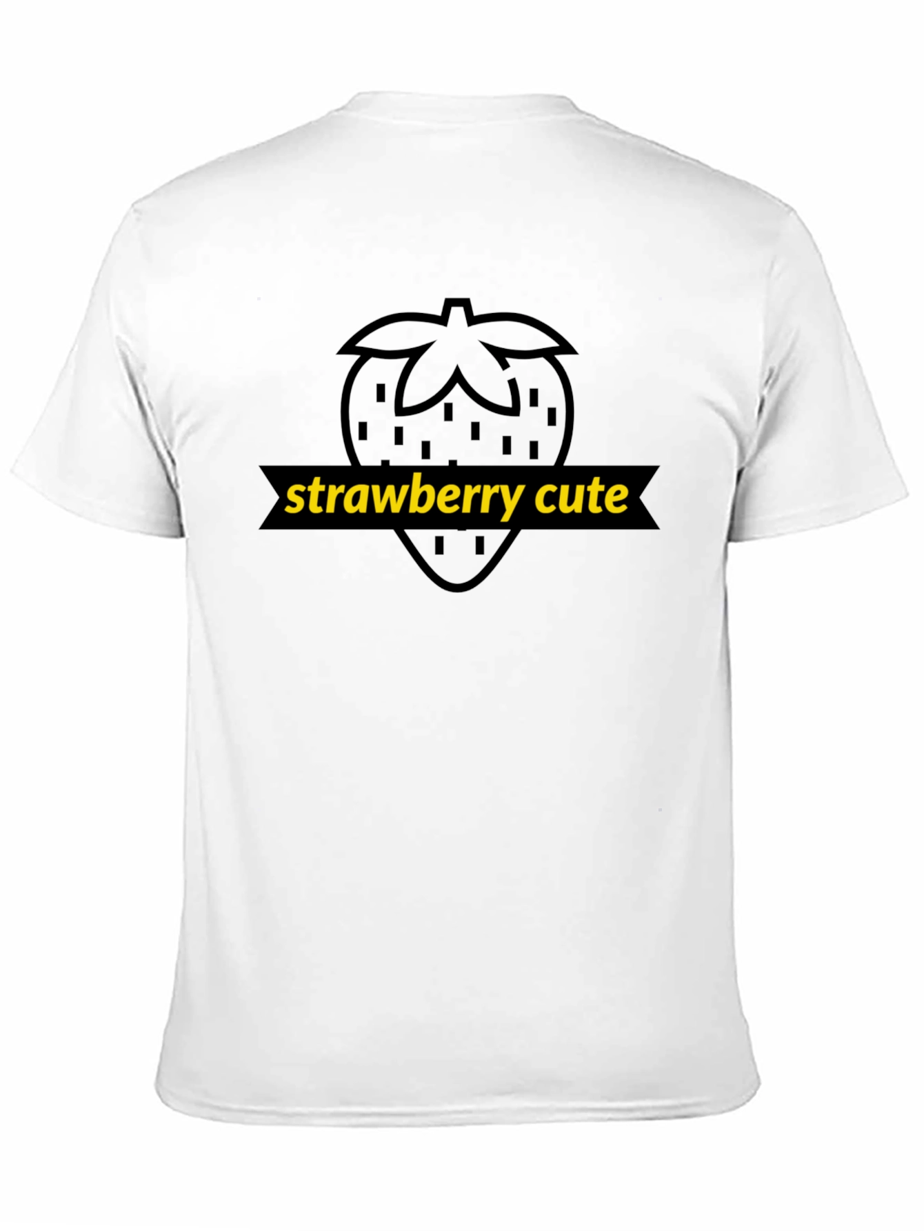 Black Strawberry Cute Graphic Tee - Unisex Black T-Shirt view 11