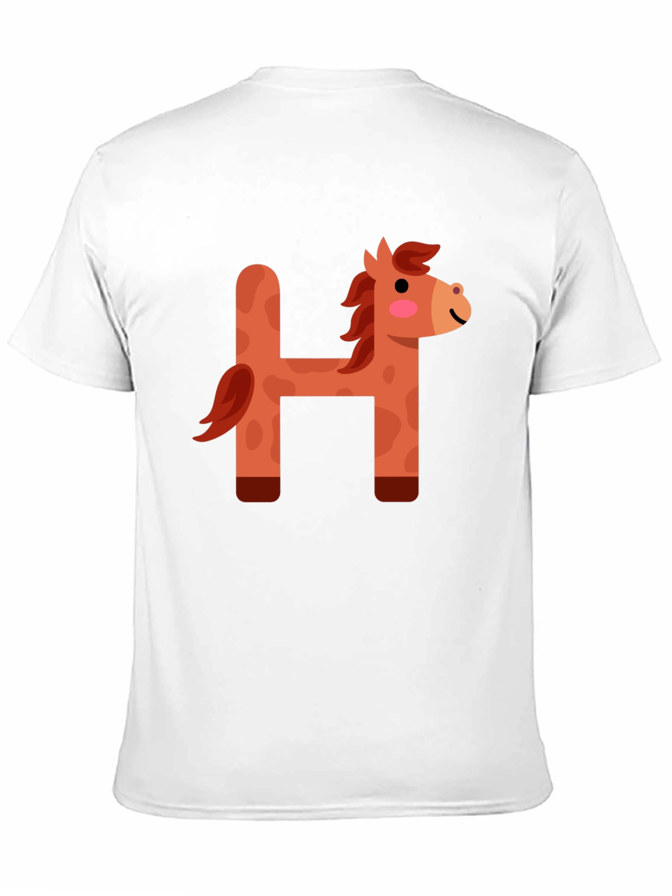 Black Cute Horse Letter H Black T-Shirt view 11