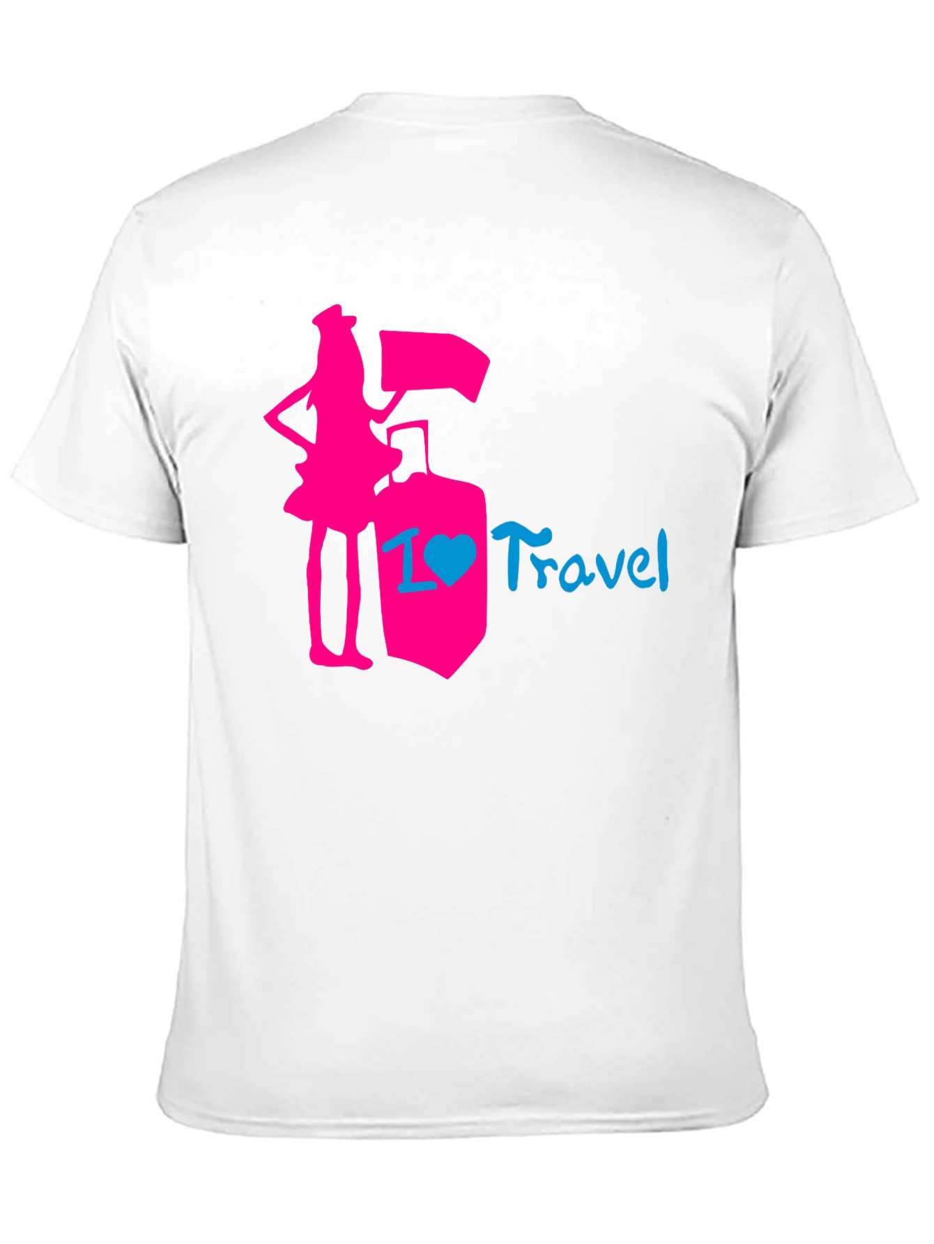 Black I Love Travel T-Shirt: Pink Design, Stylish Top view 11