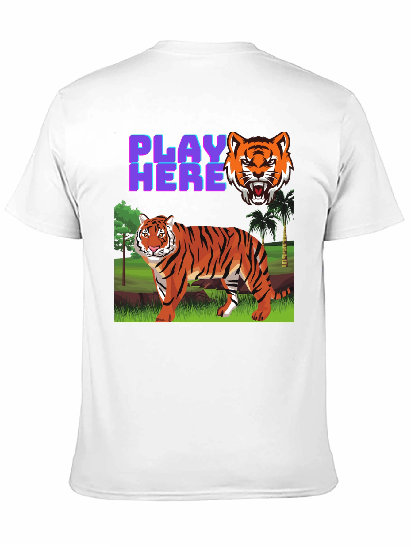 Black Play Here Tiger Graphic Tee - Cool Animal Print Shirt view 11