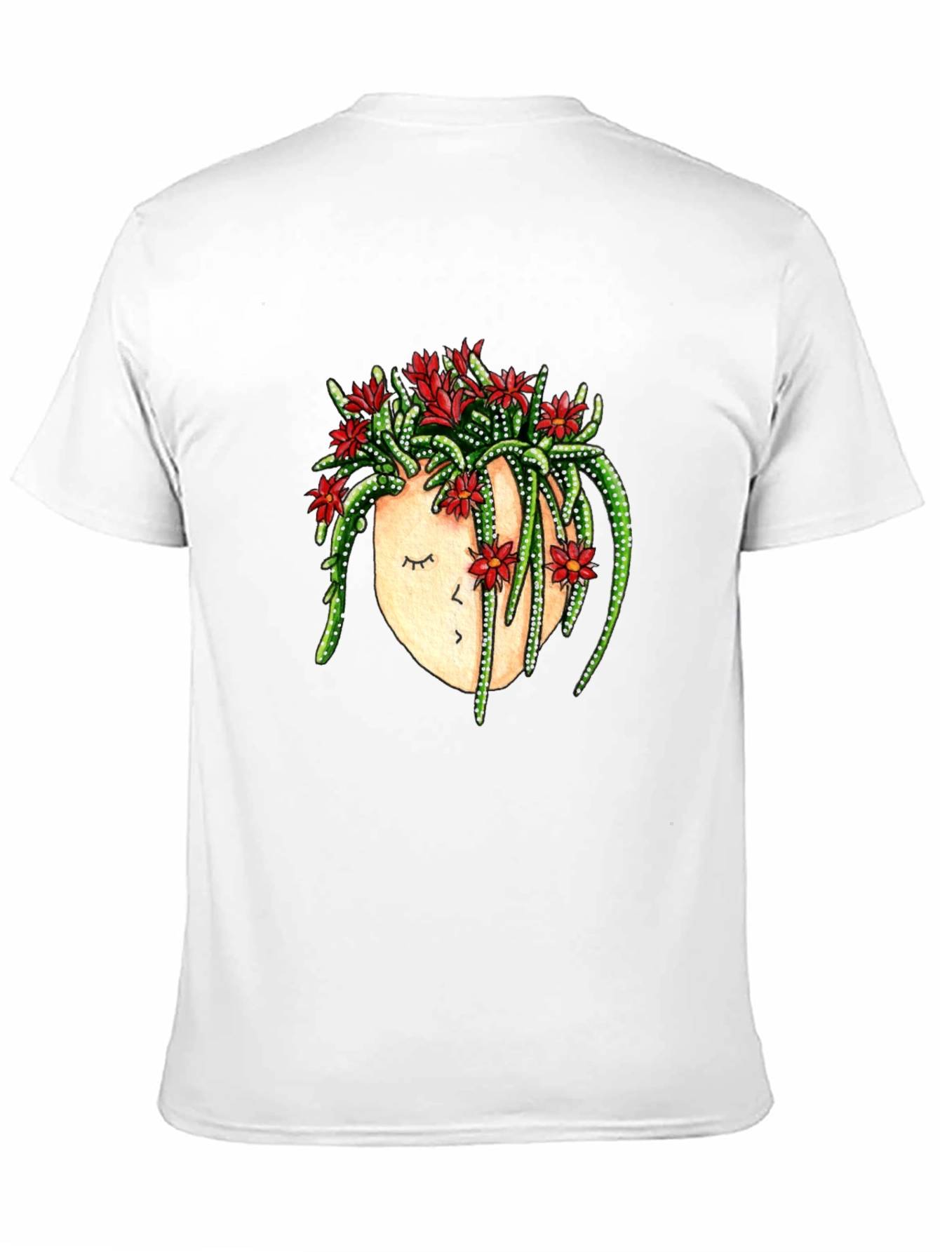 Black Cactus Head Graphic Tee - Unique Floral Design view 11