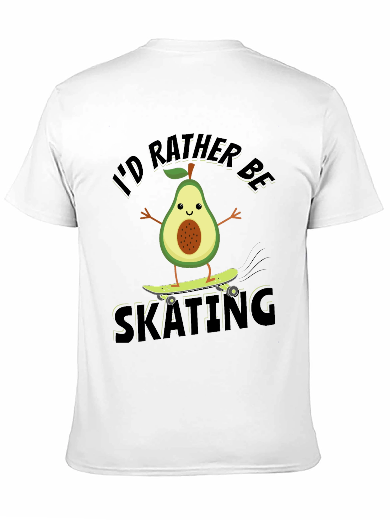 Black I'd Rather Be Skating Avocado Graphic Tee view 11