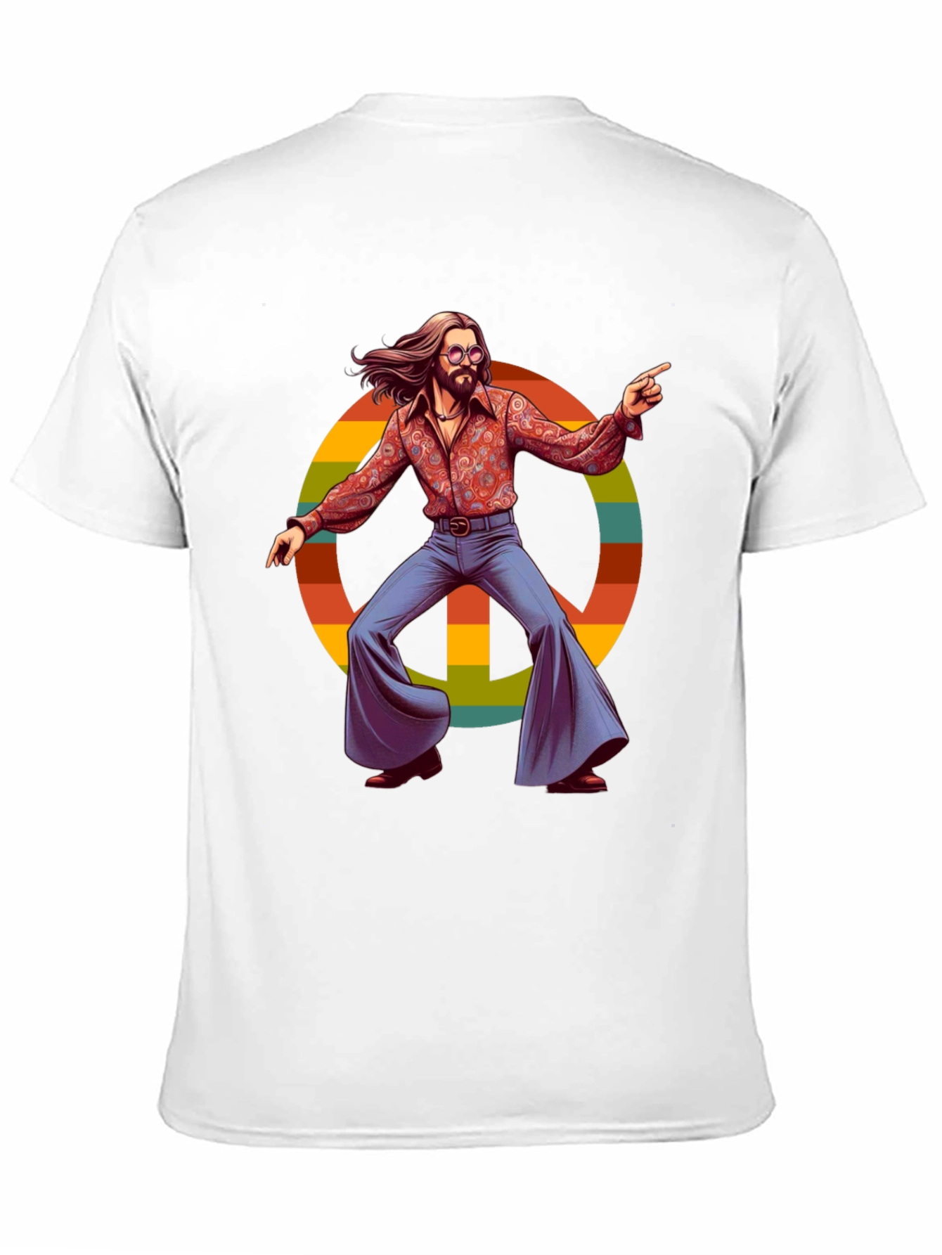 Black Retro Hippie Peace Sign T-Shirt view 11