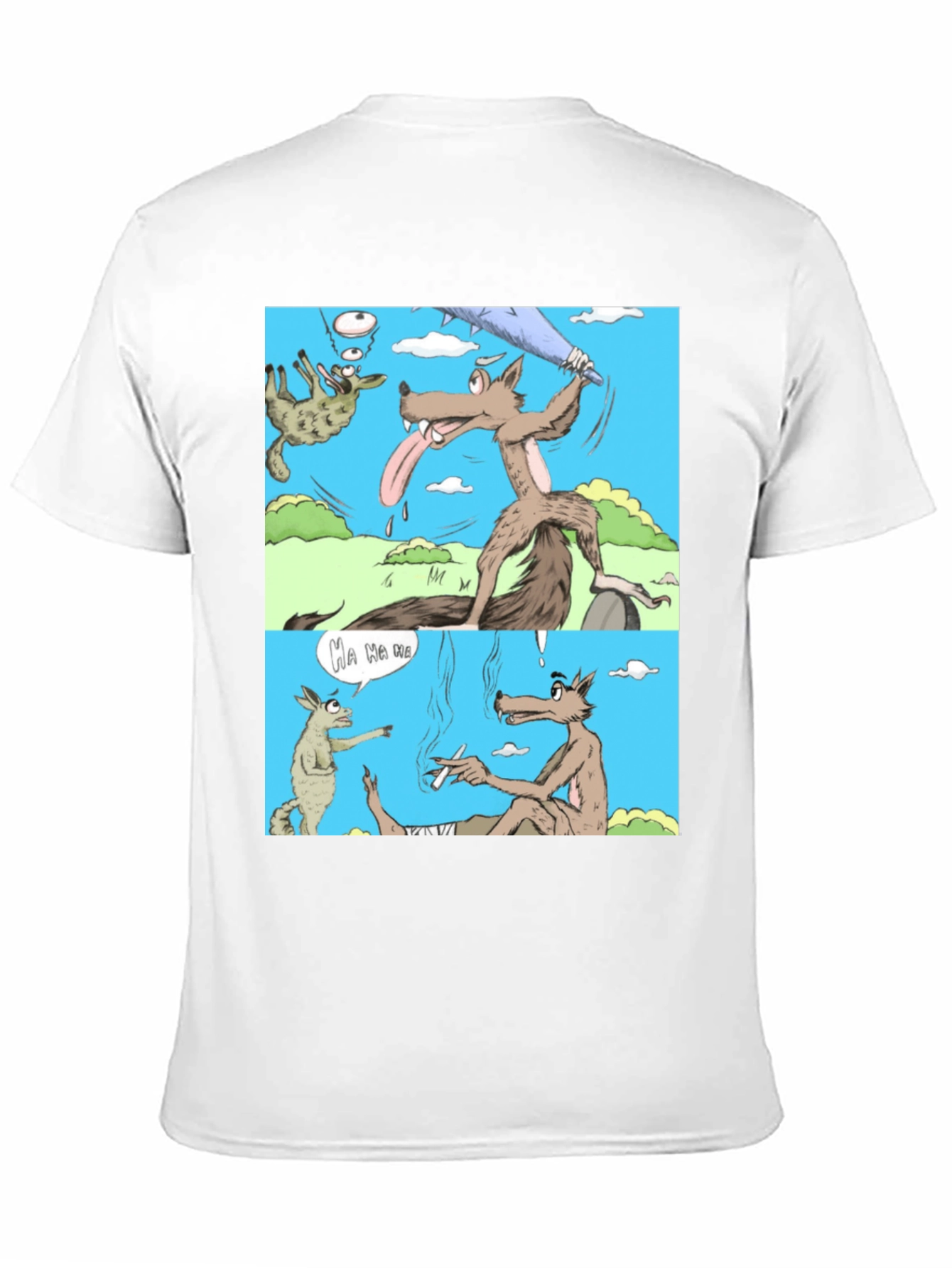 Black Cartoon Wolf Graphic T-Shirt, Humor Tee view 11