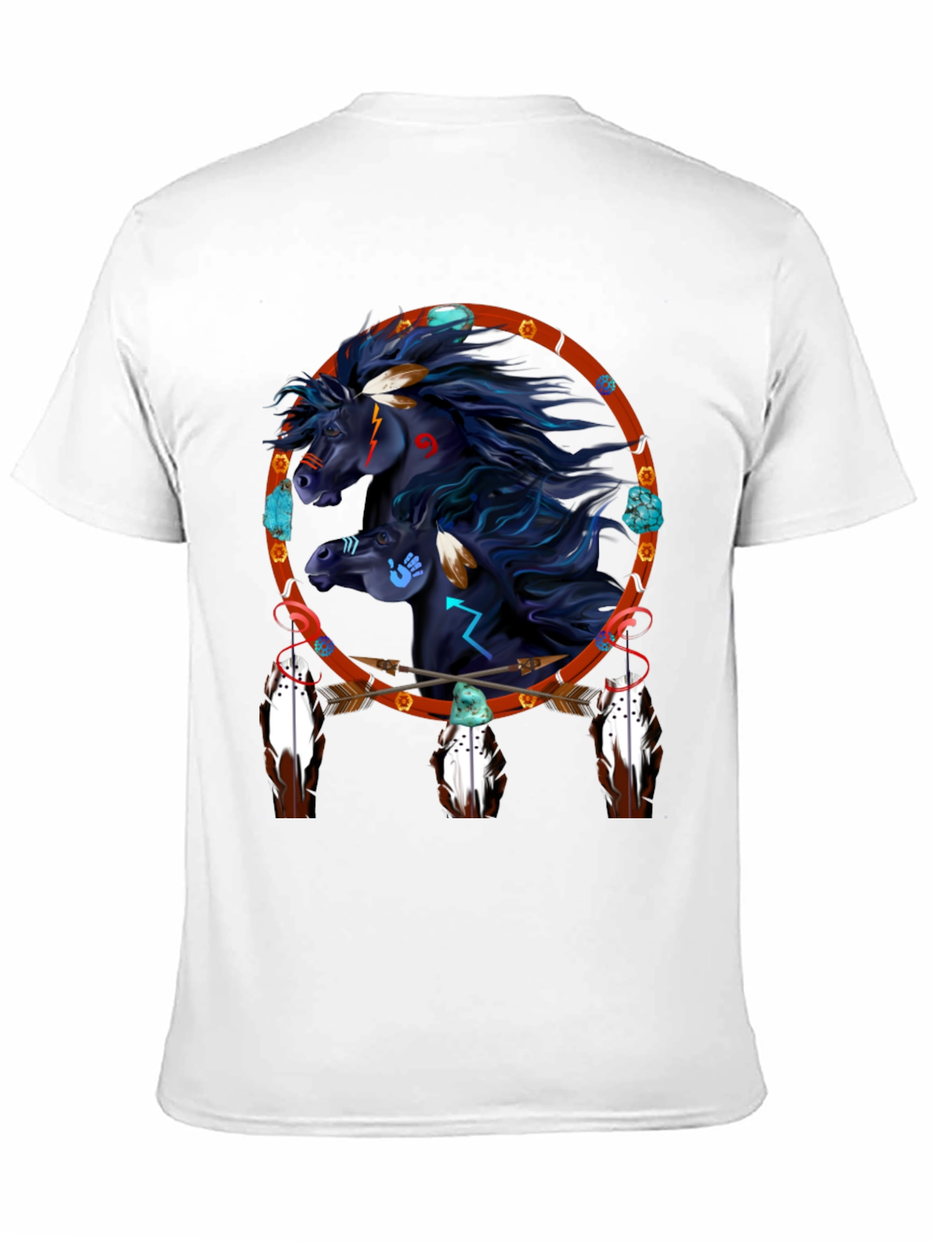 Black Native American Horse Dreamcatcher Graphic Tee view 11