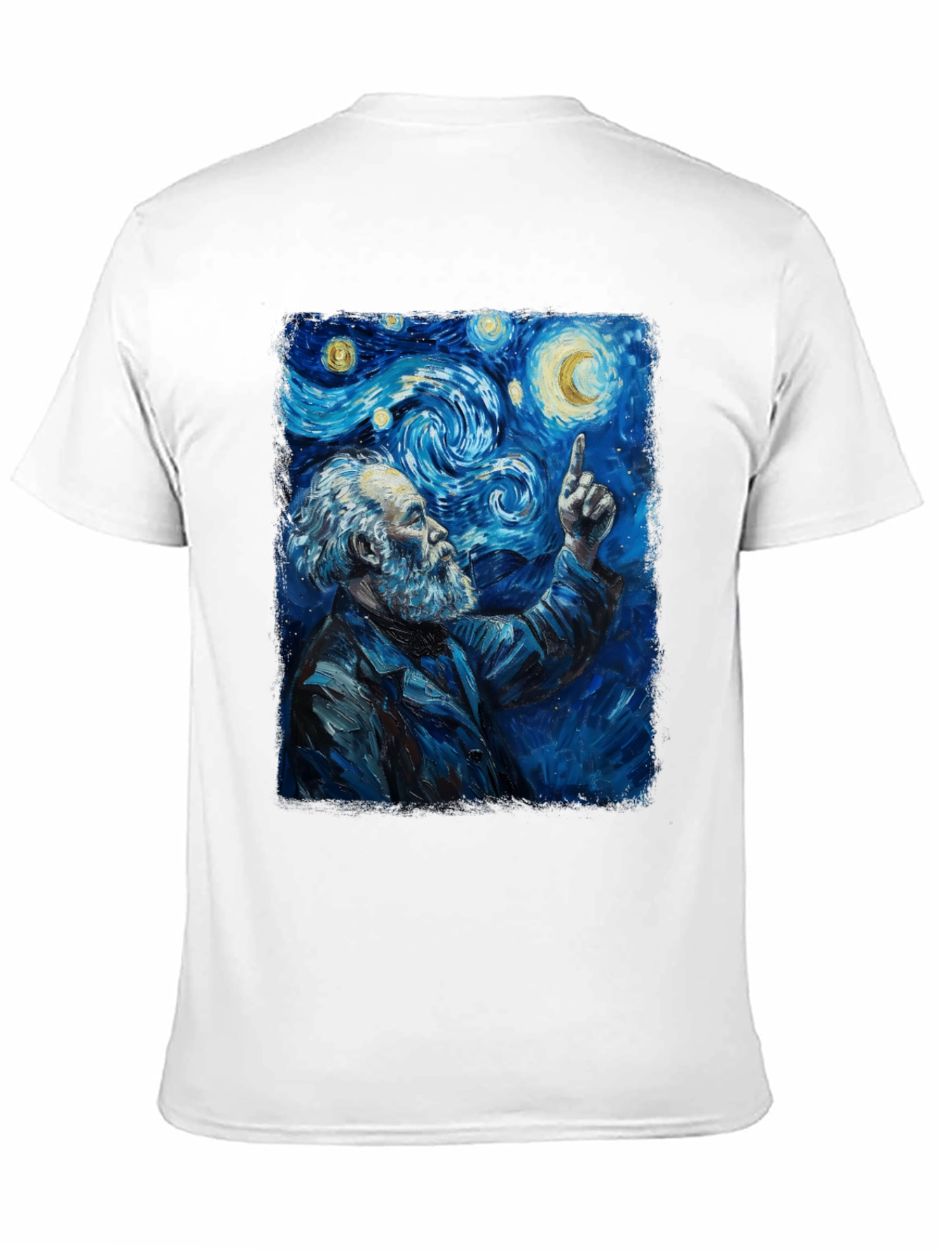 Black Starry Night Philosopher Graphic Tee view 11