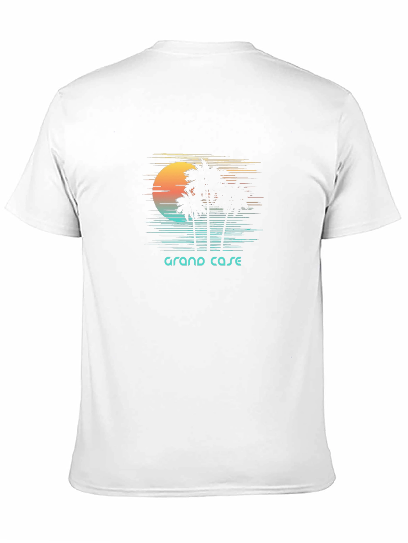 Black Grand Case T-Shirt: Retro Palm Tree Sunset view 11