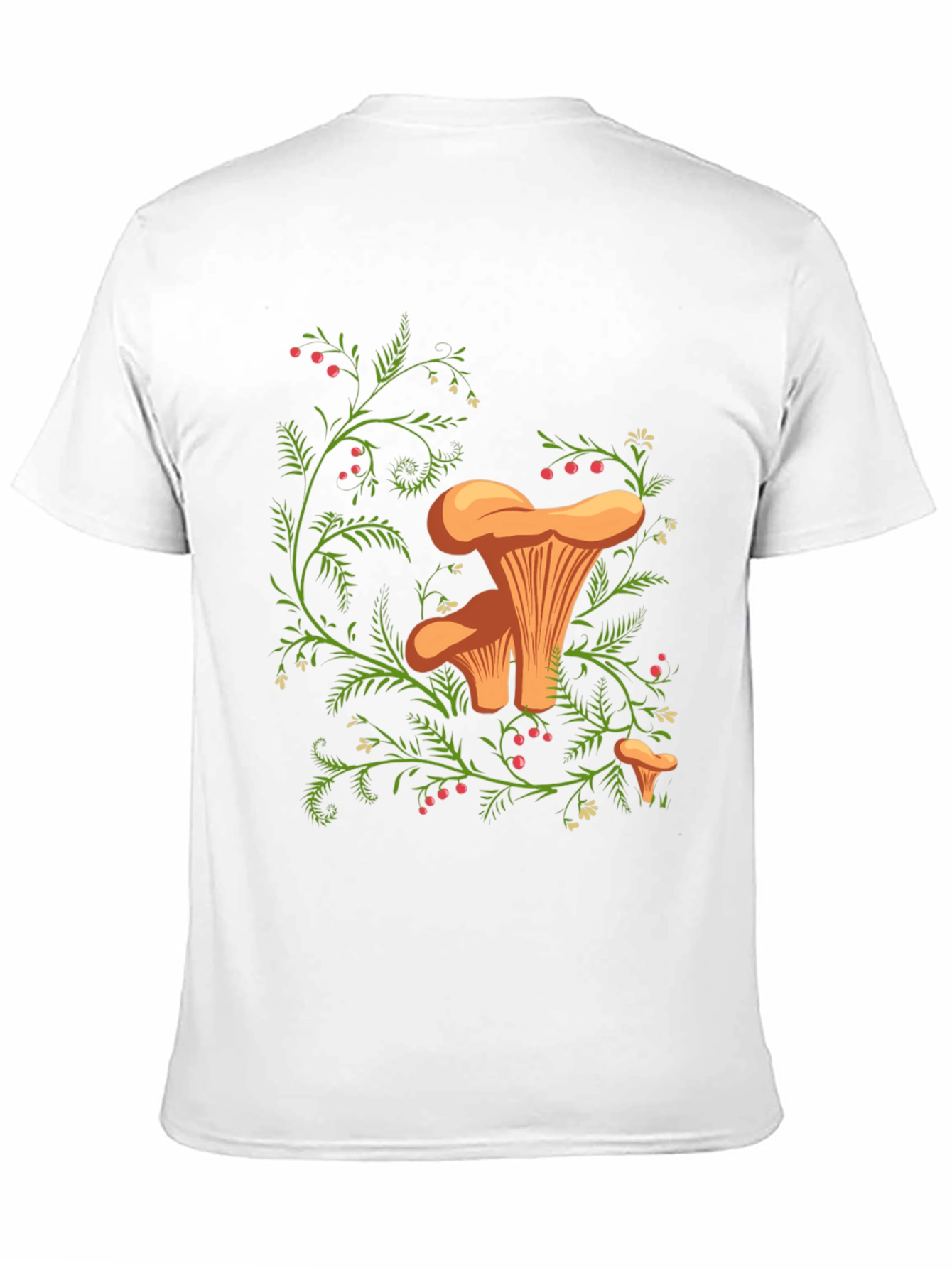 Black Chanterelle Mushroom Print Black T-Shirt view 11