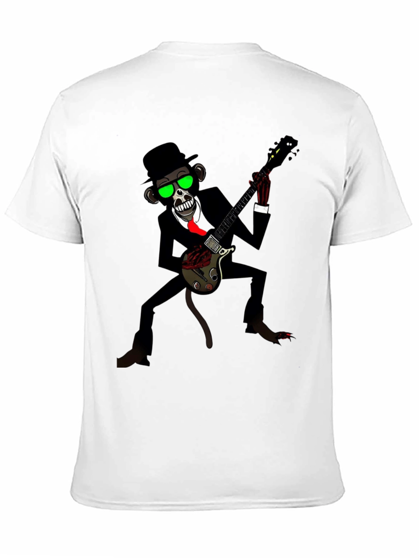 Black Cool Monkey Guitarist Graphic Tee view 11