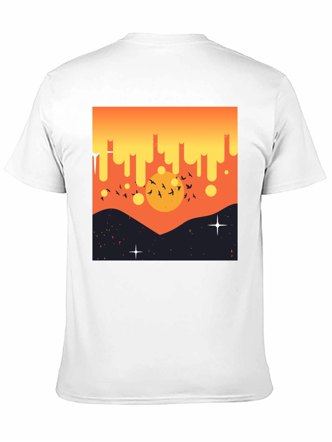 Black Sunset Birds Graphic Tee - Men's Black T-Shirt view 11