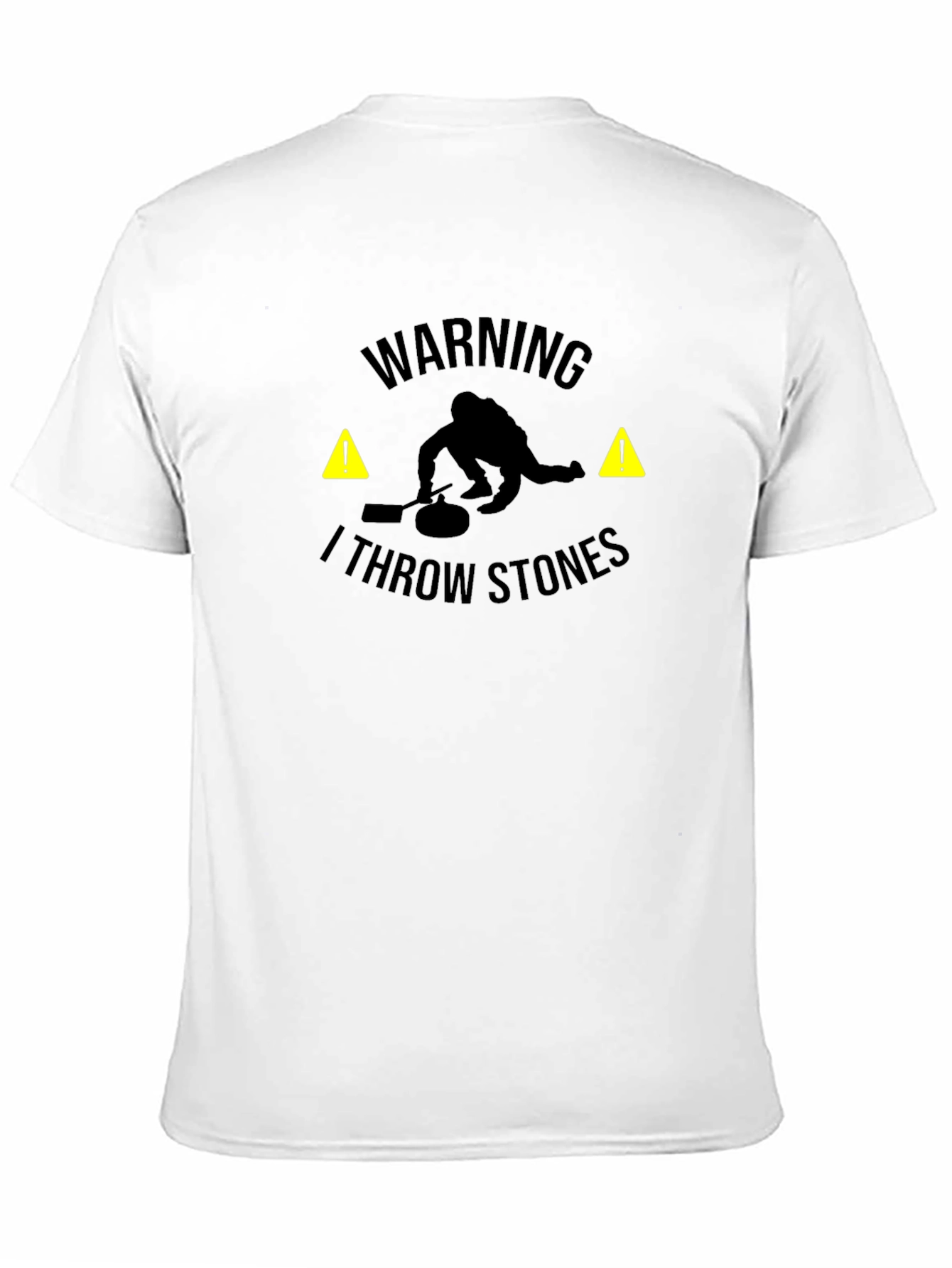 Black Warning I Throw Stones Black Graphic T-Shirt view 11