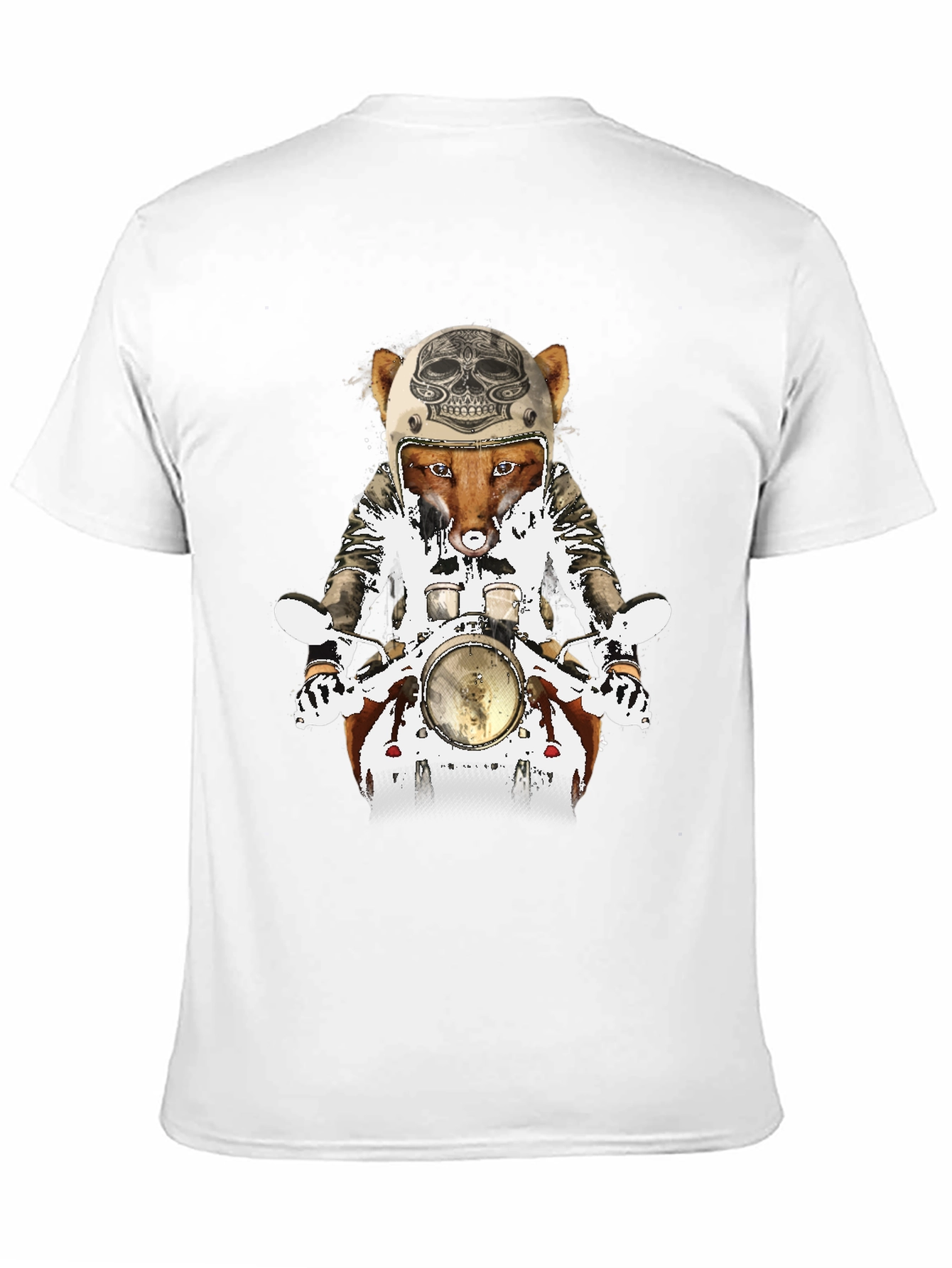 Black Fox on Motorcycle Graphic Tee view 11