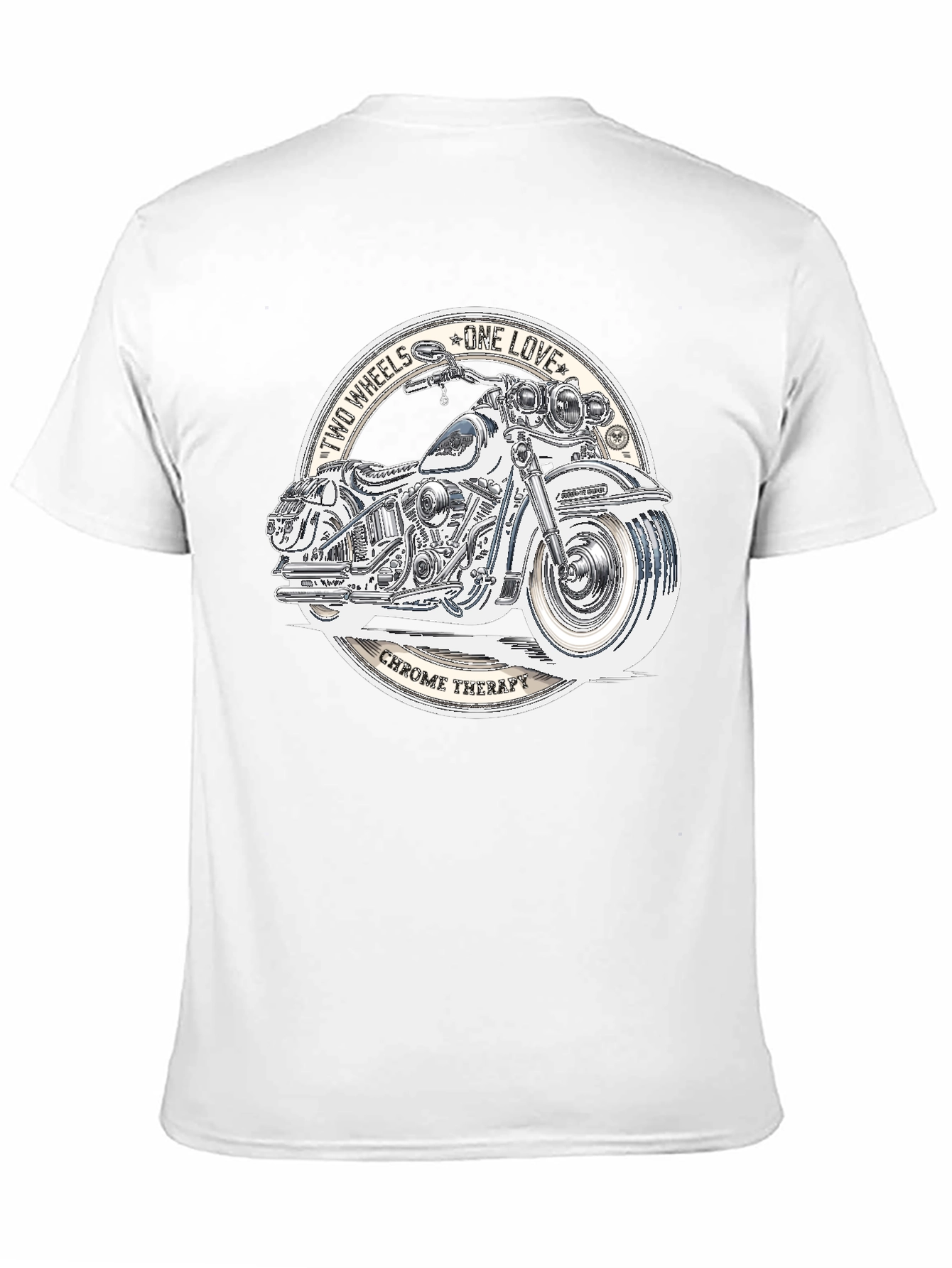 Black Two Wheels One Love Motorcycle Graphic T-Shirt view 11