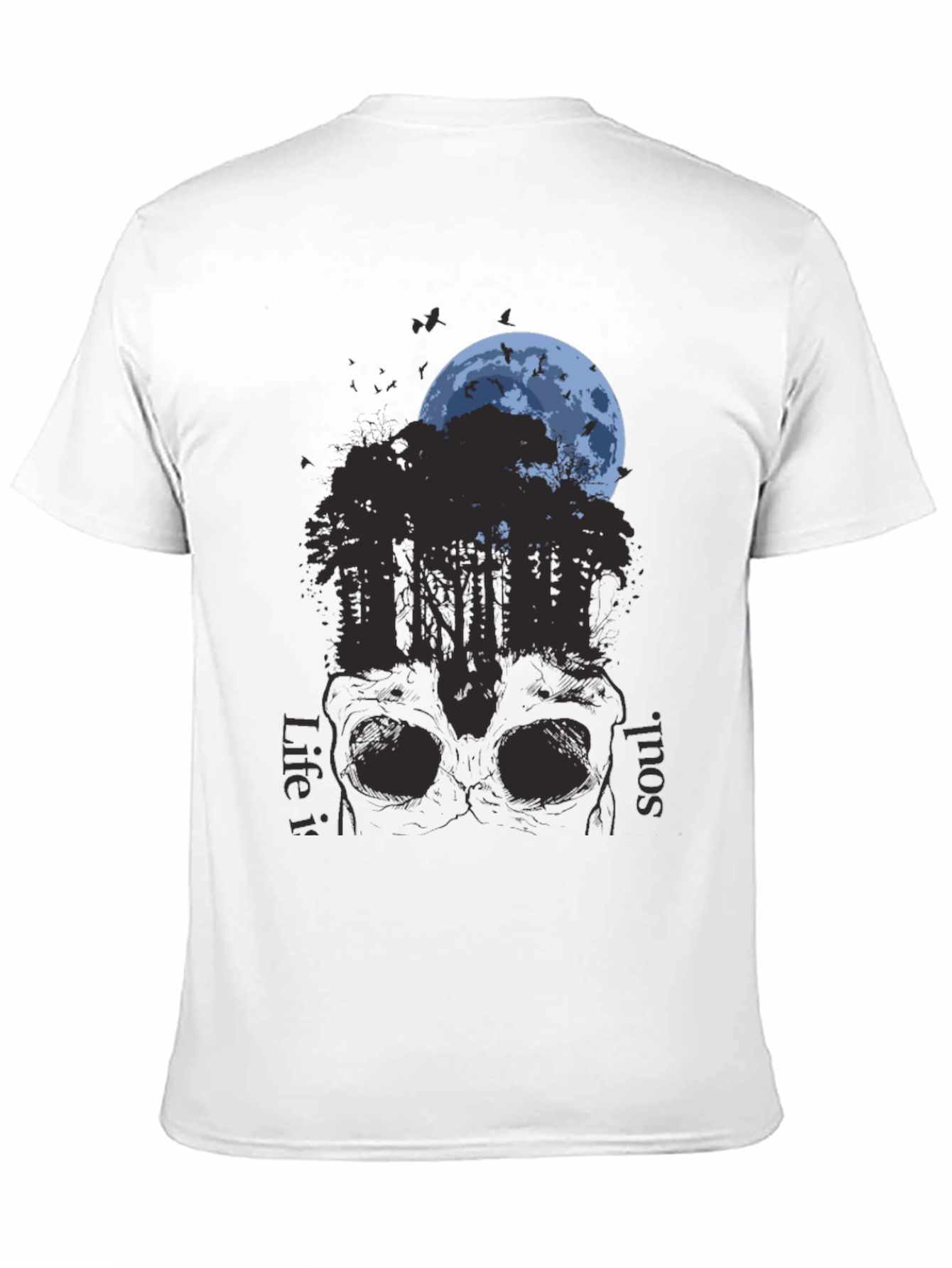 Black Skull Forest Moon Graphic T-Shirt view 11