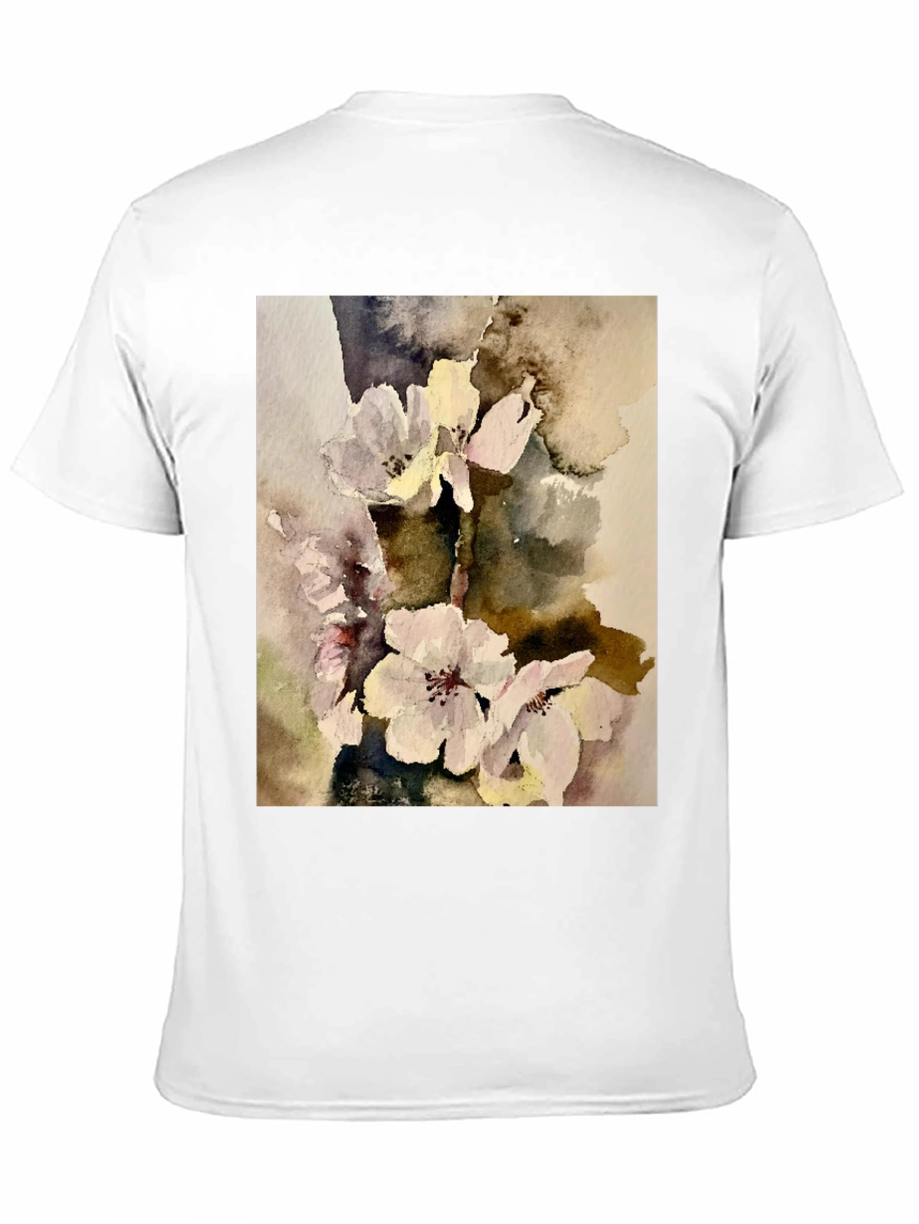 Black Floral Watercolor Print T-Shirt view 11