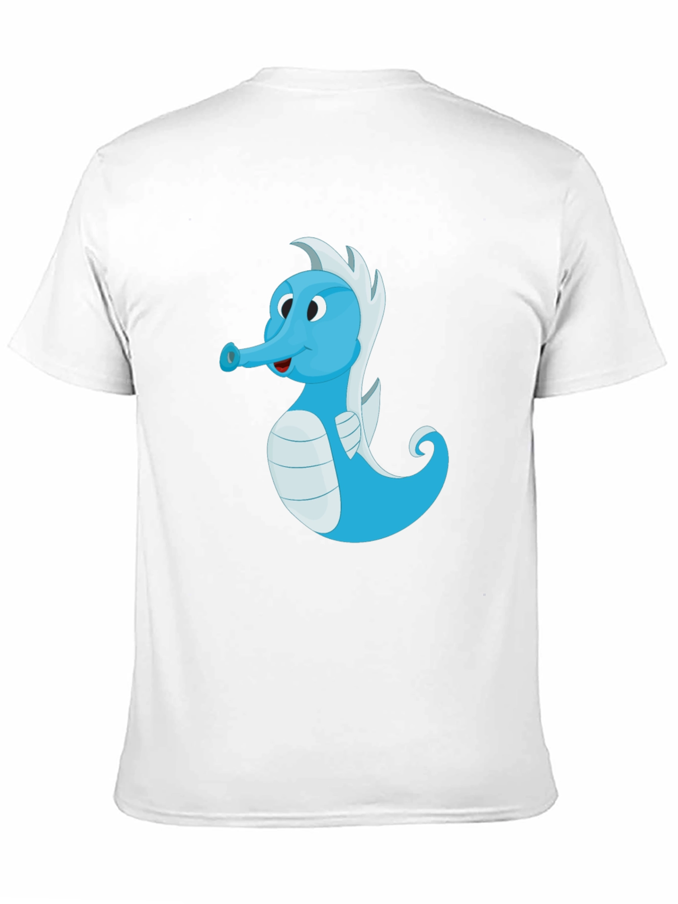 Black Cute Blue Seahorse Graphic Tee - Unisex Black T-Shirt view 11