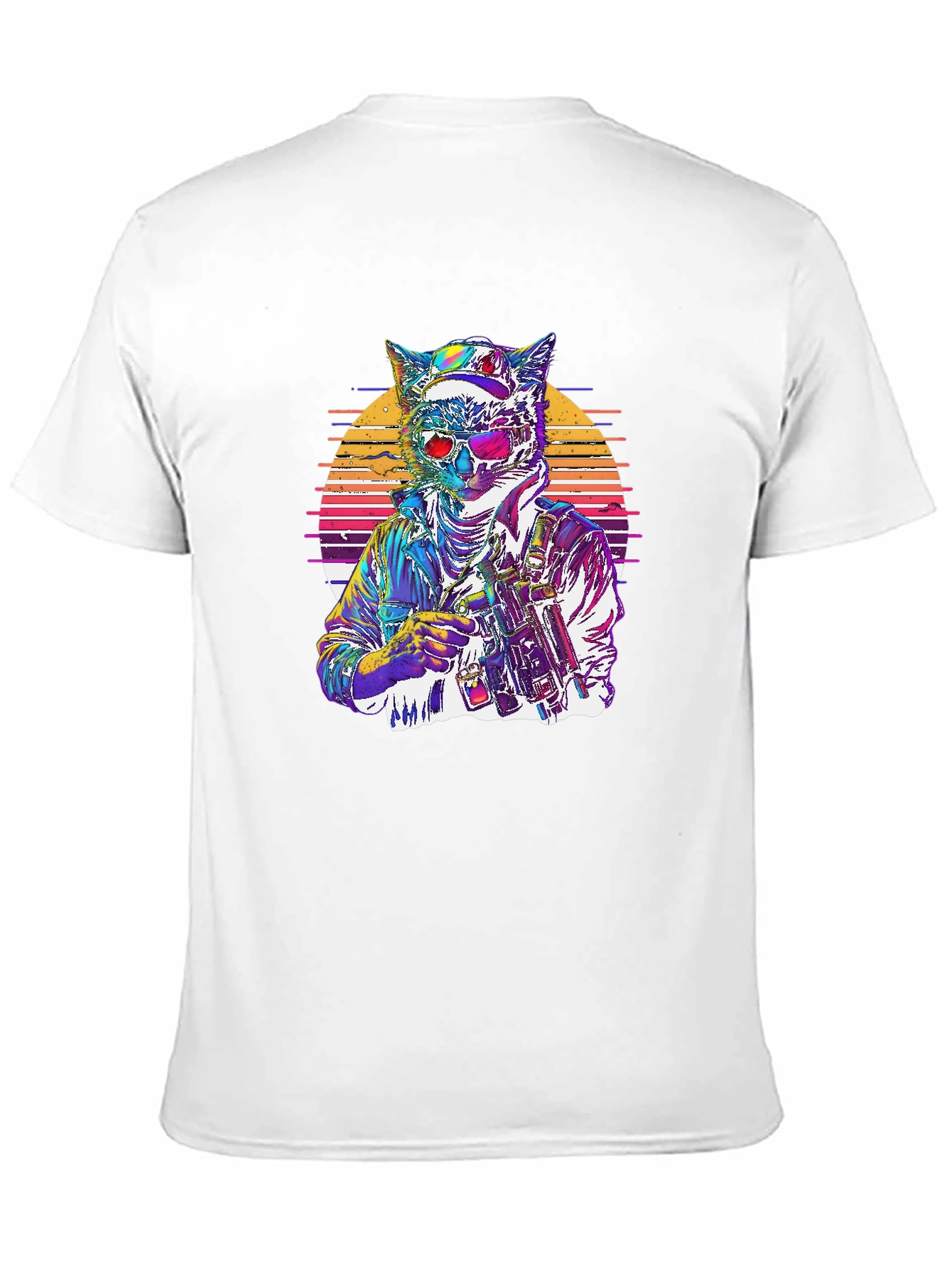 Black Retro Cat Warrior Graphic Tee - Black view 11