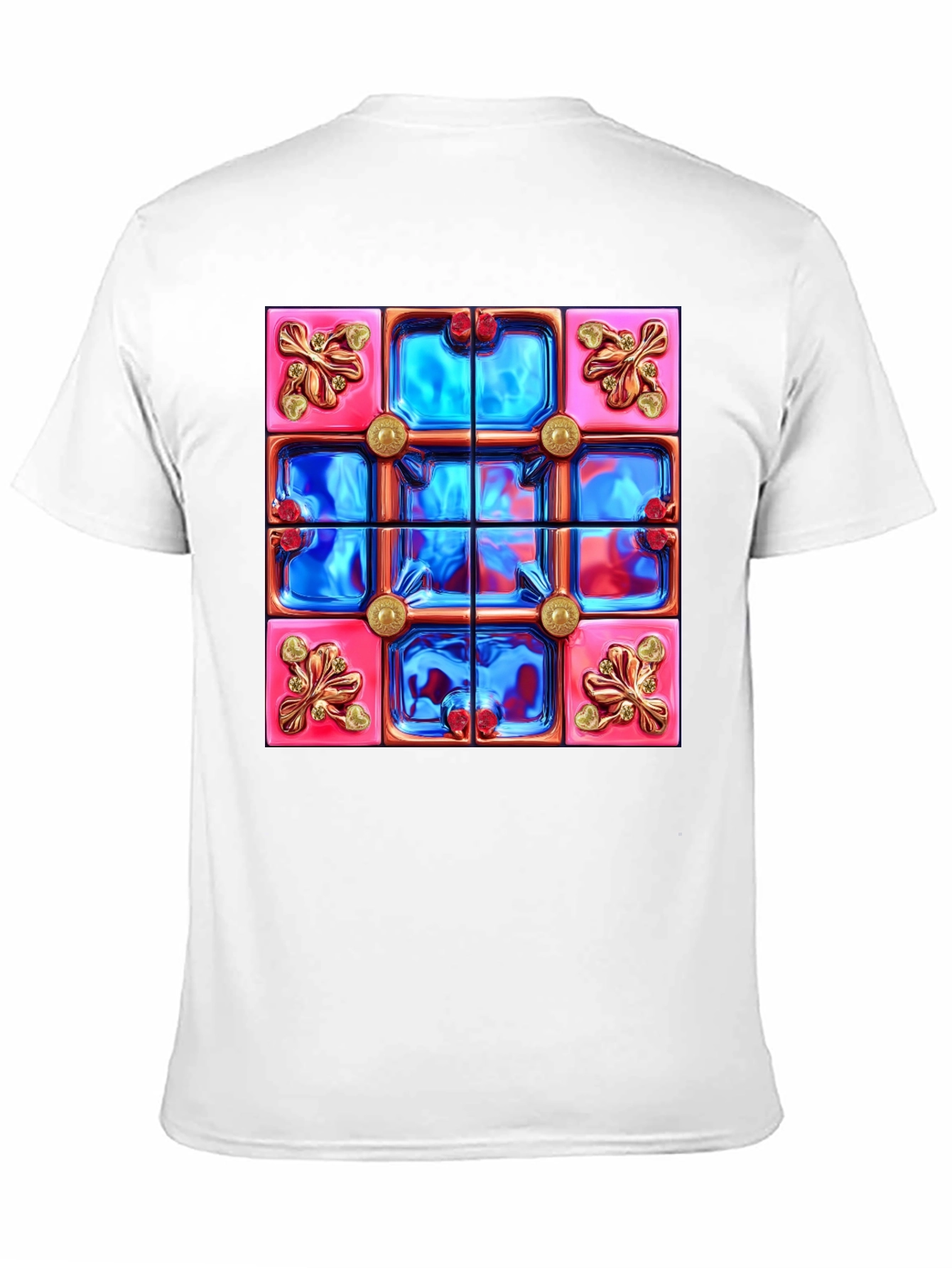 Black Abstract Tile Design Black T-Shirt view 11