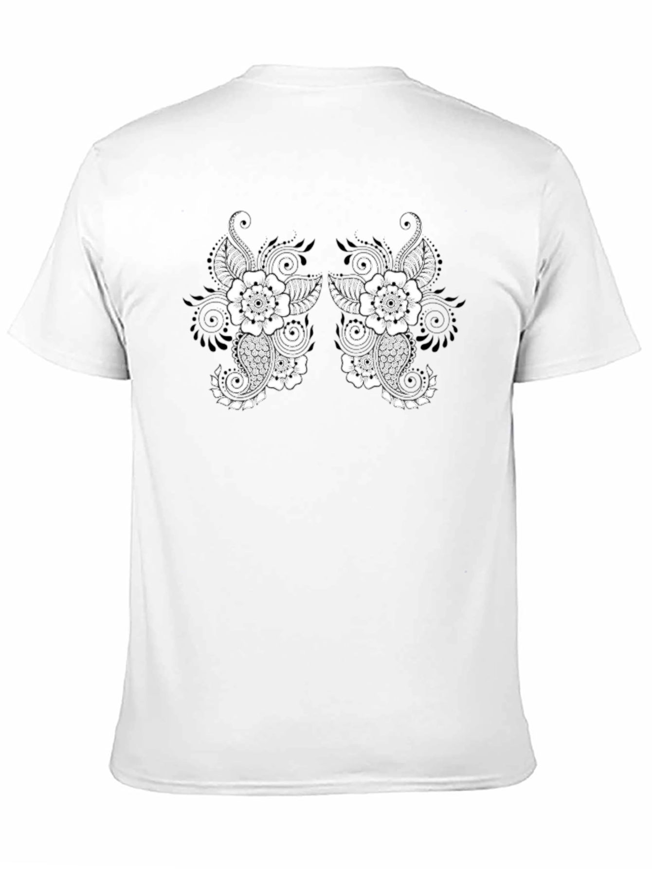Black Black T-Shirt with Floral Paisley Design view 11