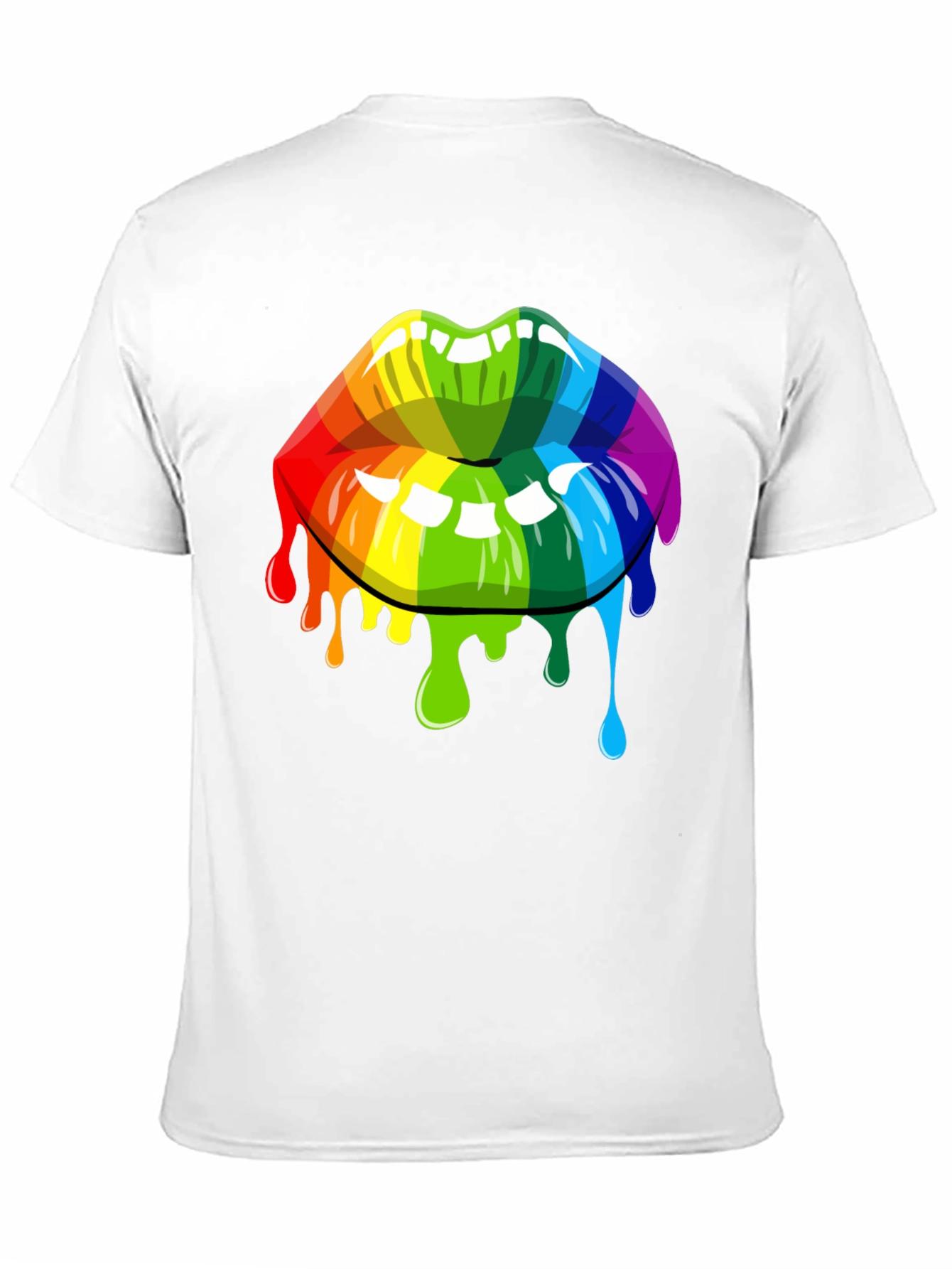 Black Rainbow Lips Graphic Tee - Unisex Black T-Shirt view 11