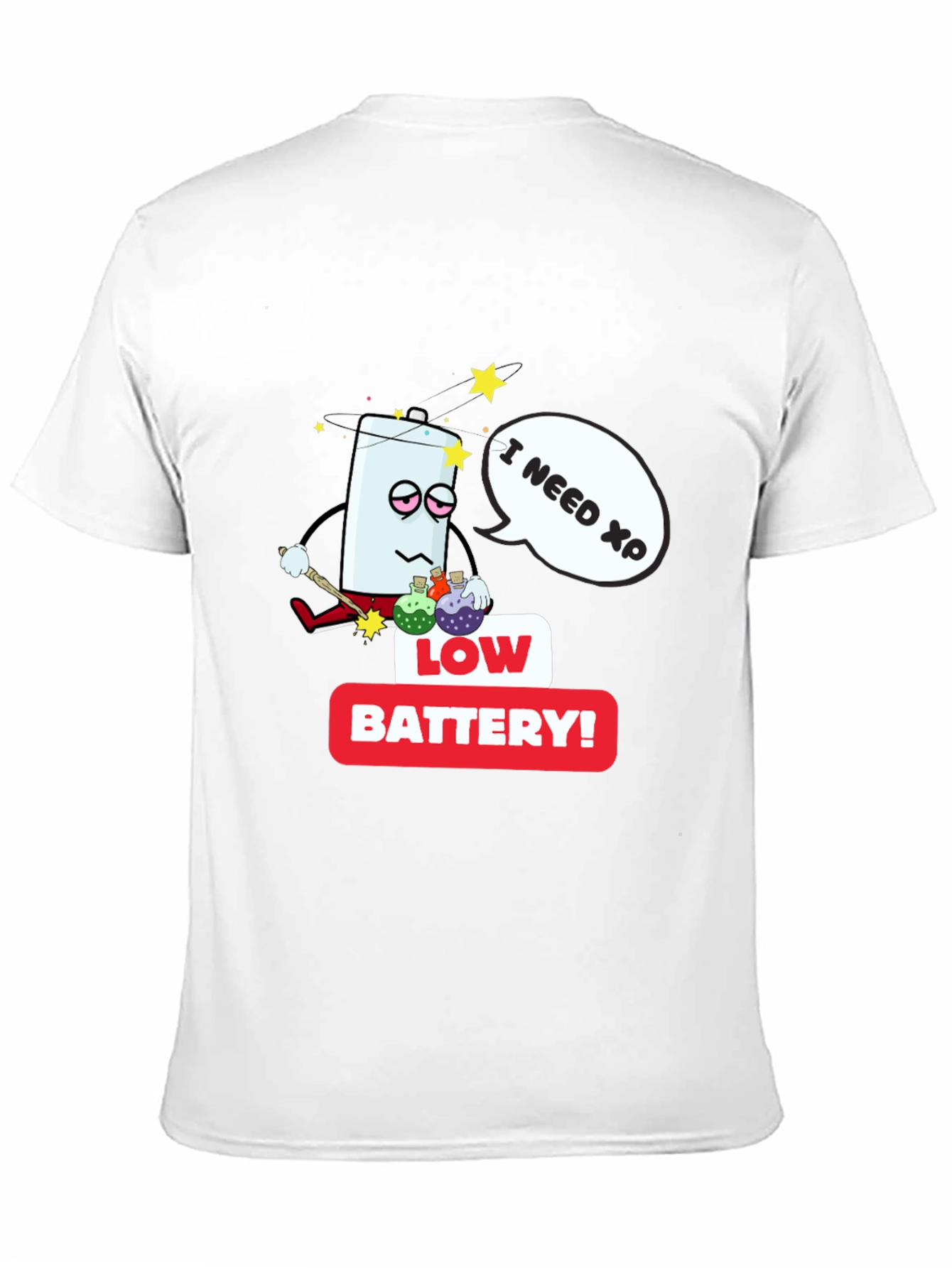 Black Low Battery XP Men's Black T-Shirt view 11