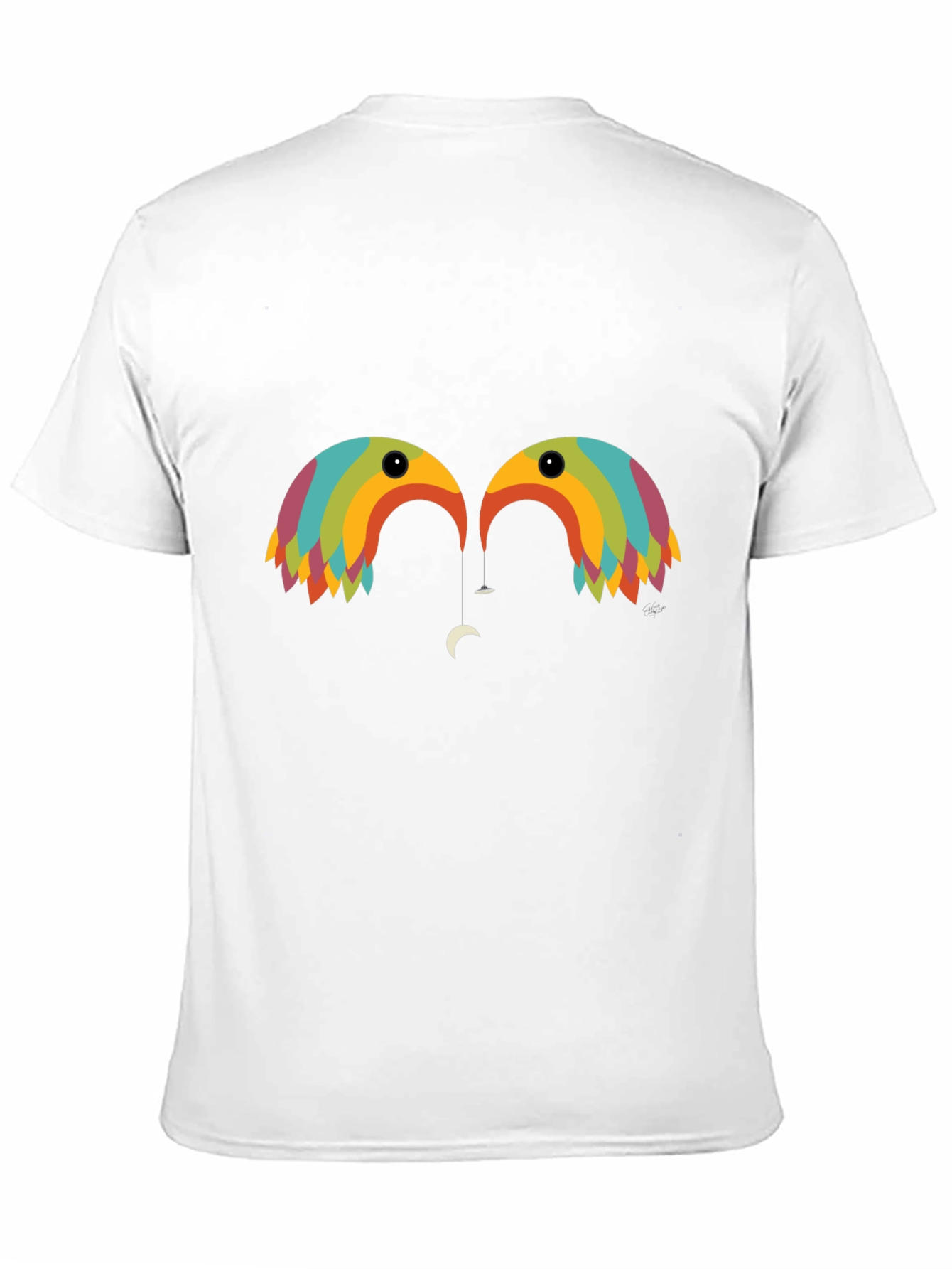 Black Rainbow Birds Graphic T-Shirt view 11