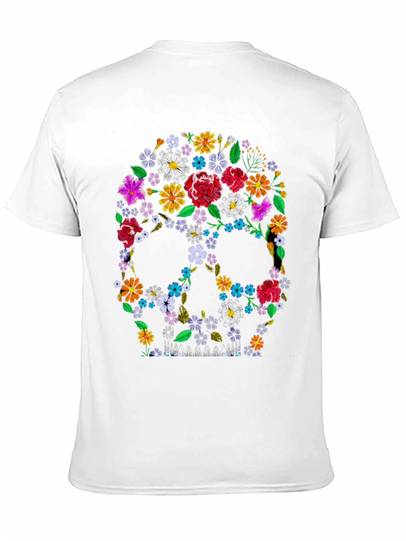 Black Floral Skull Graphic Tee - Black view 11