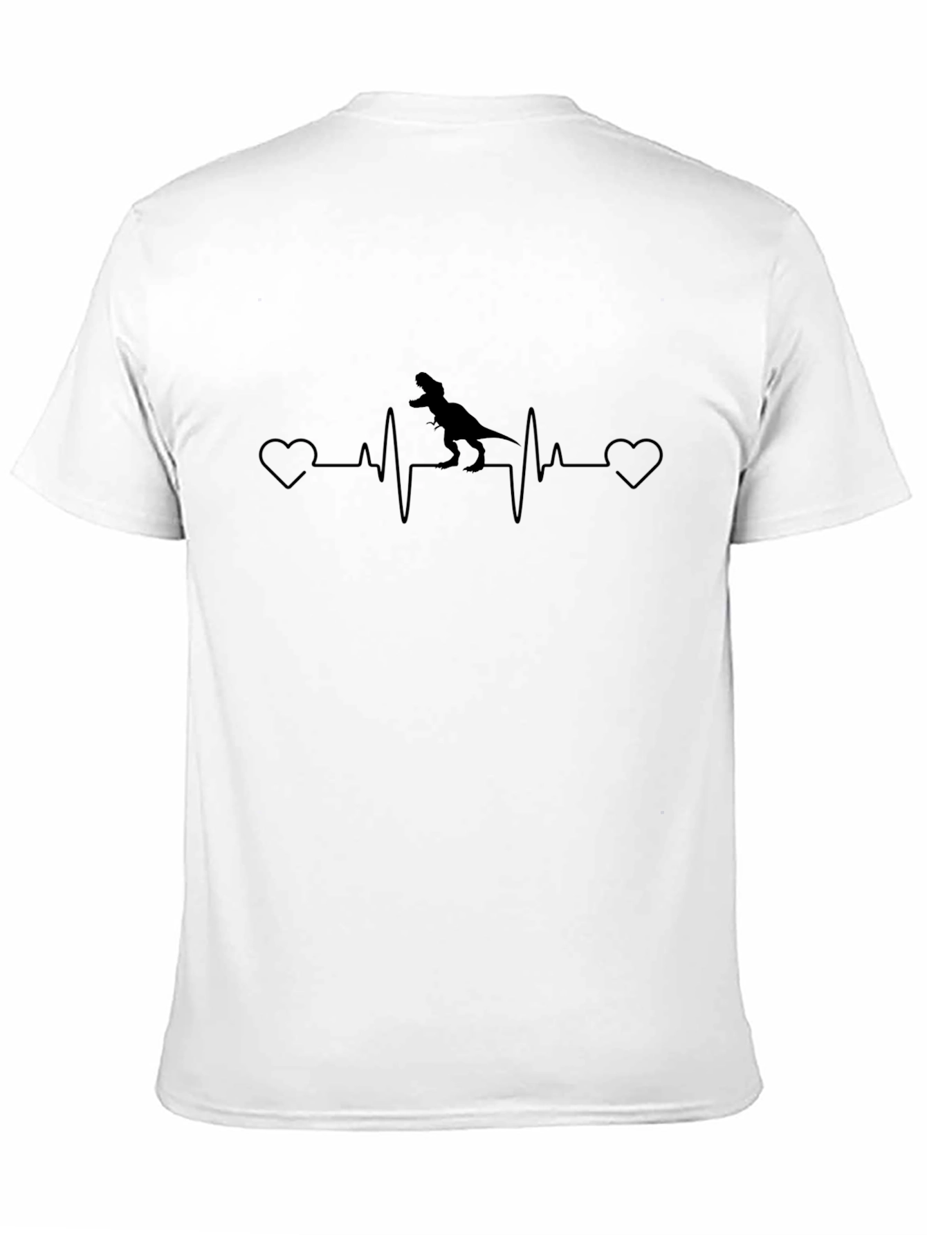 Black Dinosaur Heartbeat T-Shirt - Black view 11