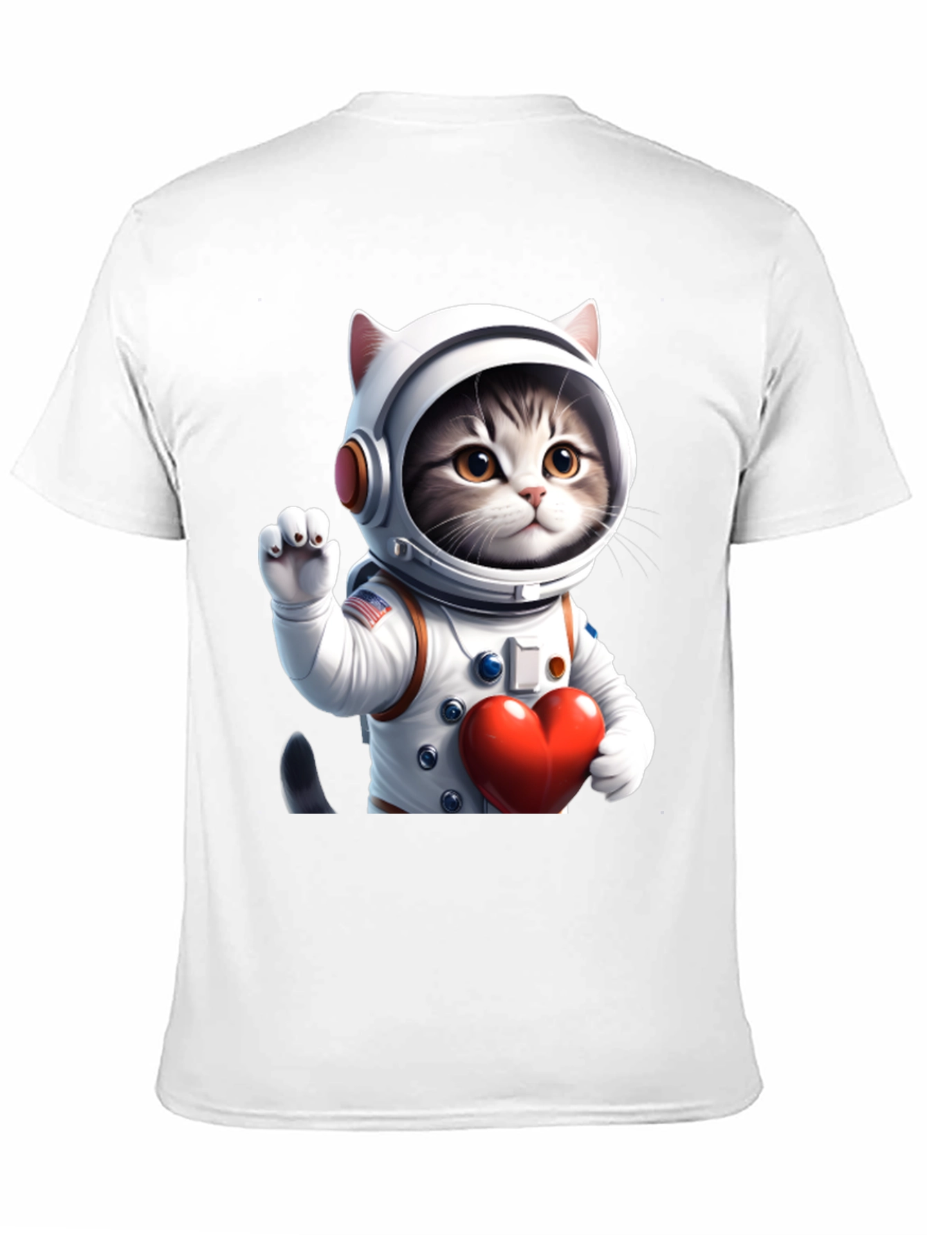 Black Cosmic Kitty T-Shirt - Astronaut Cat with Heart view 11