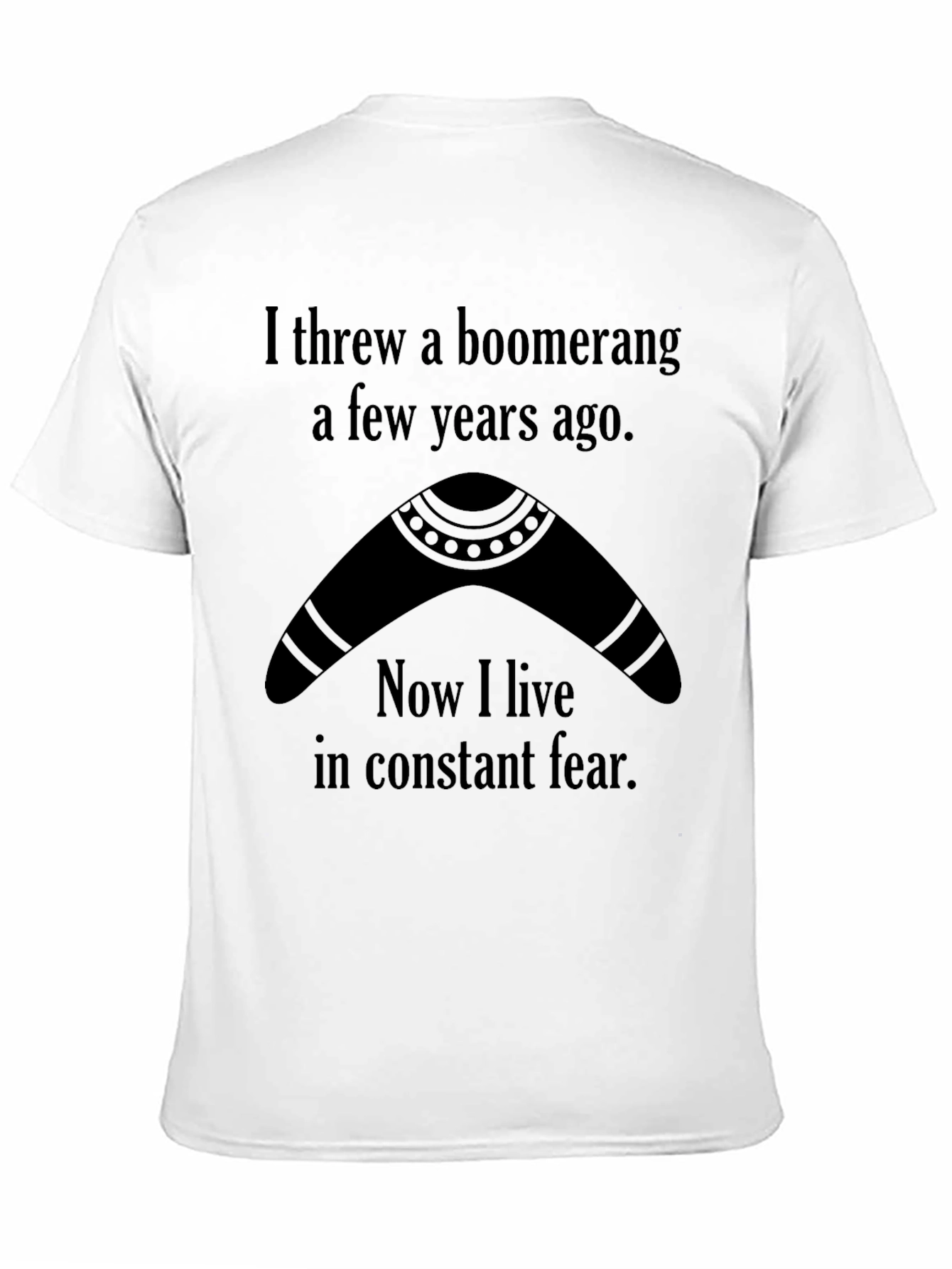 Black Boomerang Thrower Humor Graphic T-Shirt view 11