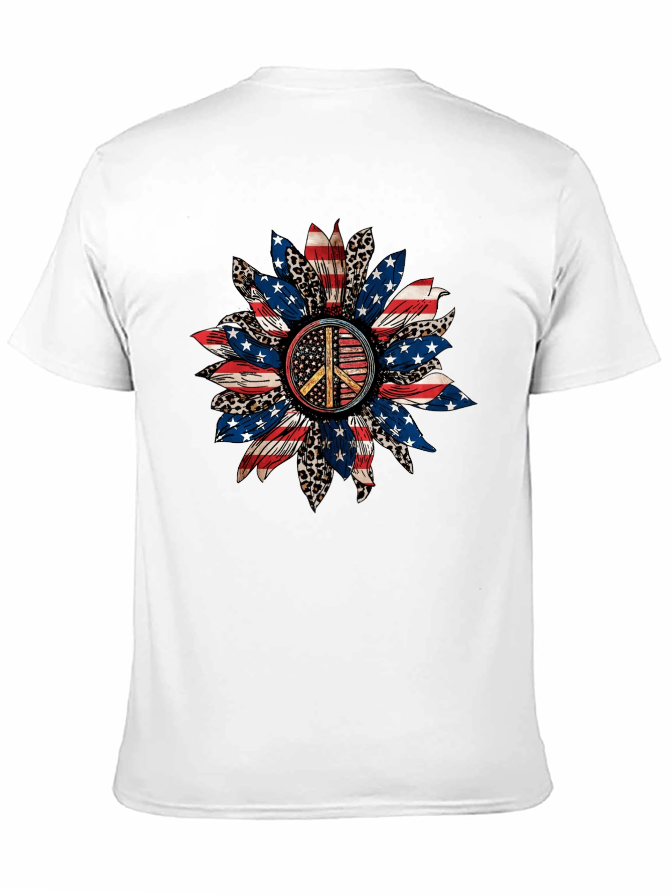 Black Patriotic Peace Sign Sunflower Graphic Tee view 11