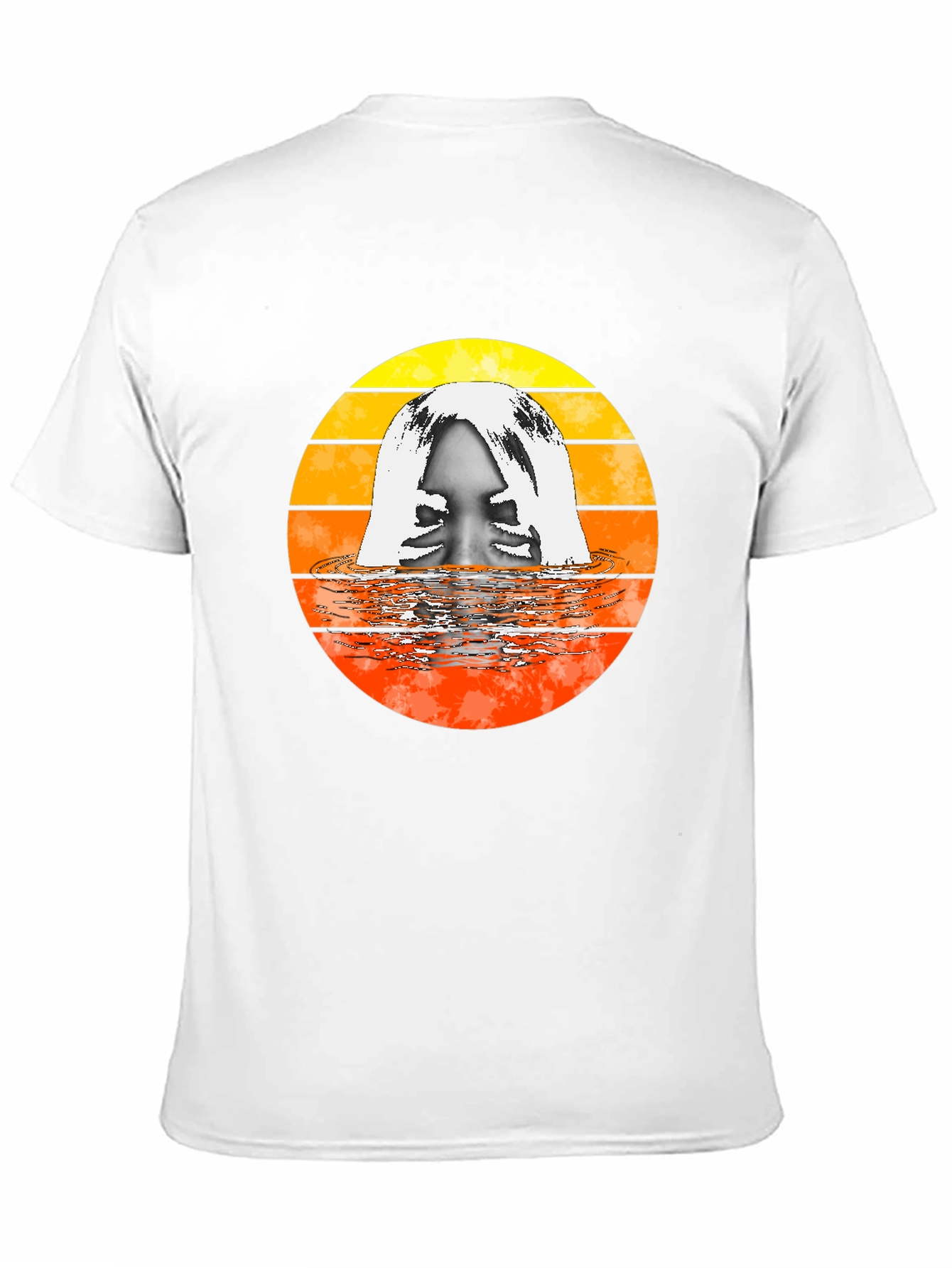 Black Retro Sunset Woman in Water Graphic T-Shirt view 11