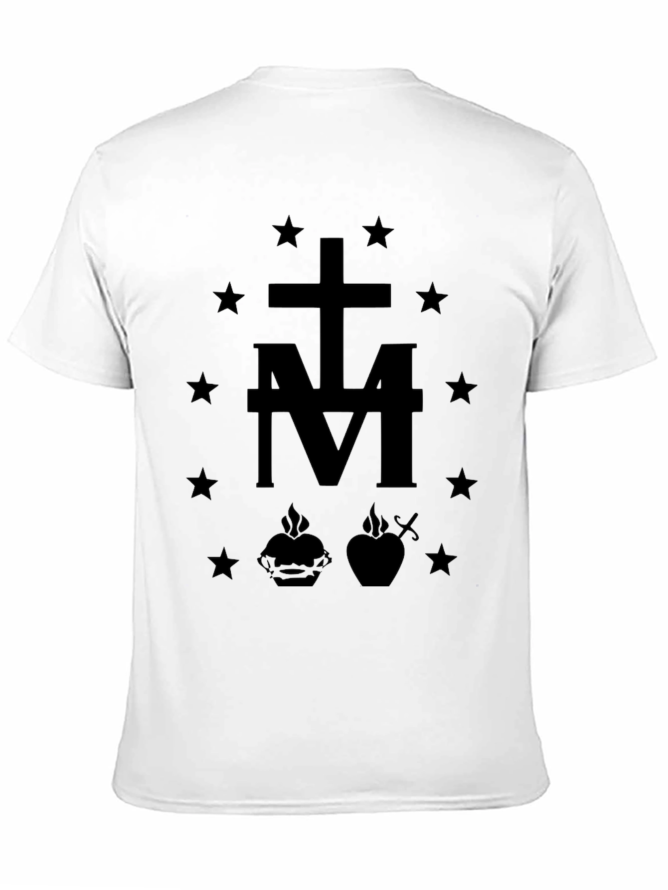 Black Black T-Shirt with Cross and Heart Graphic view 11