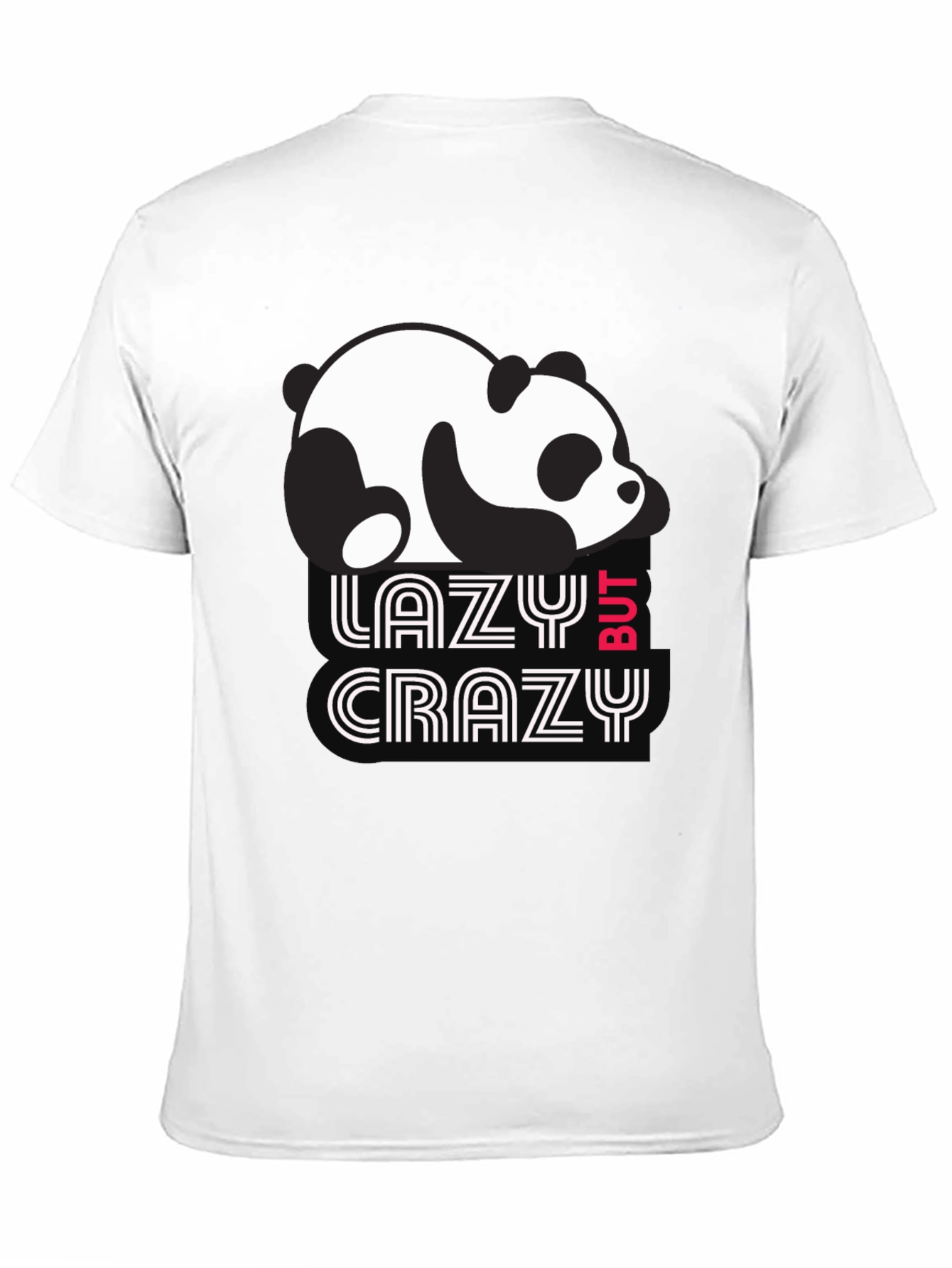 Black Lazy But Crazy Panda T-Shirt - Black Cotton Tee view 11